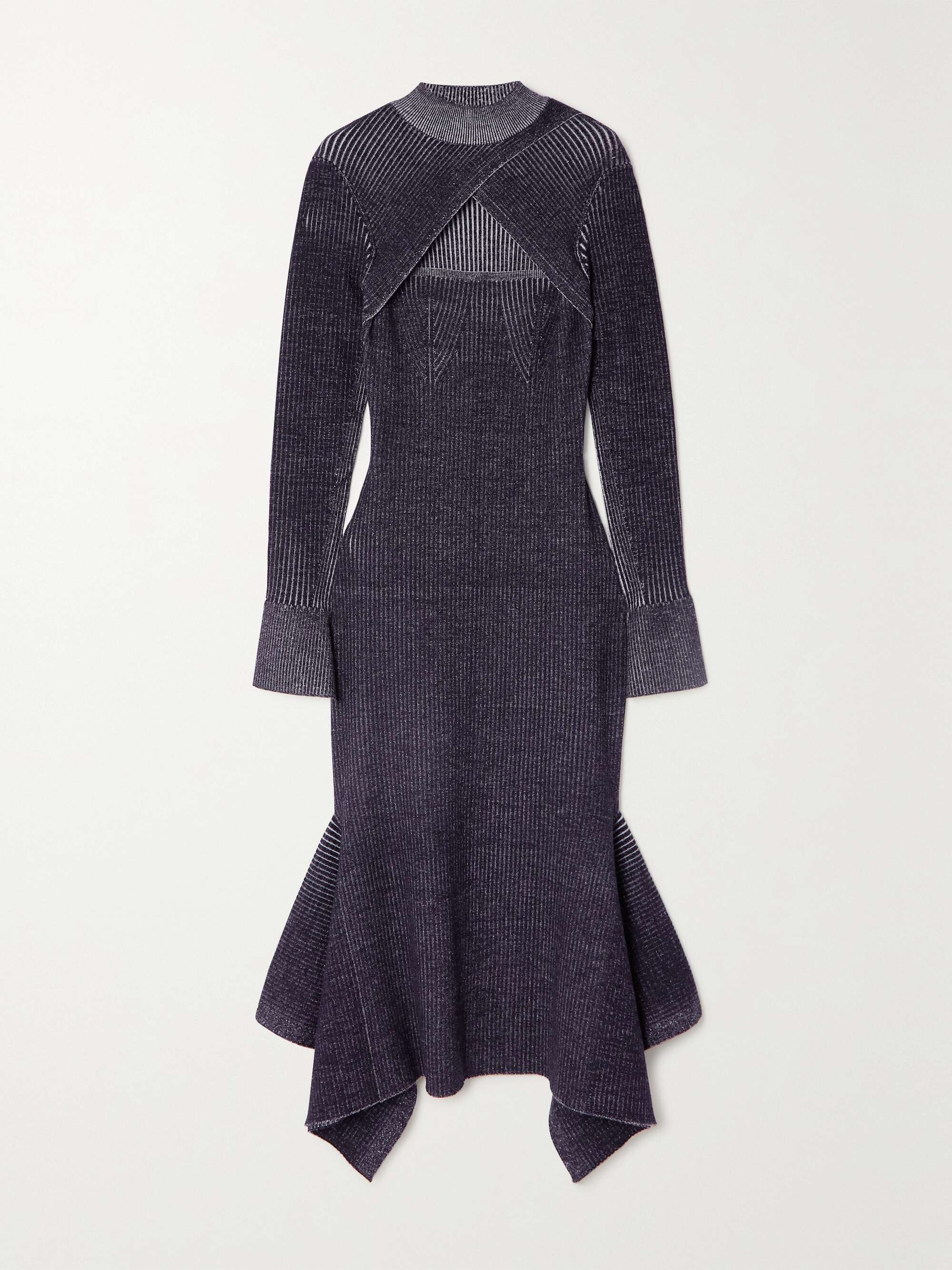 Charcoal Cutout ribbed wool-blend midi 