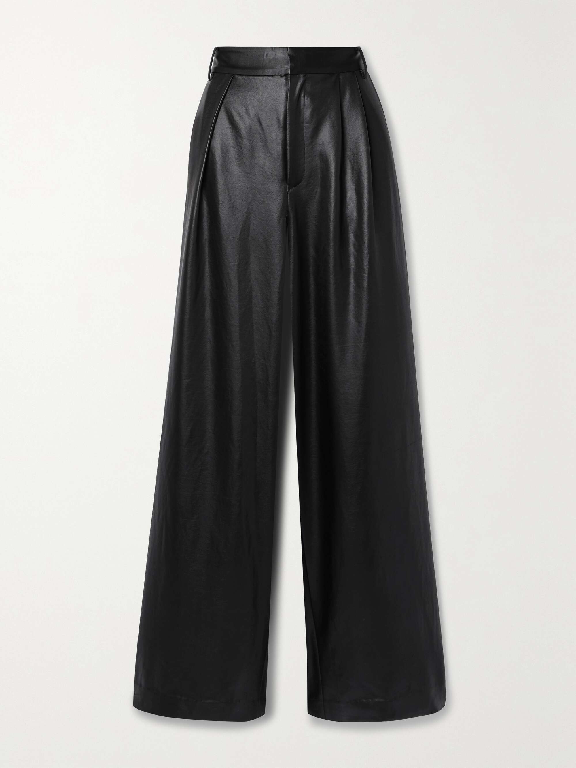 Black Stella pleated satin wide-leg 