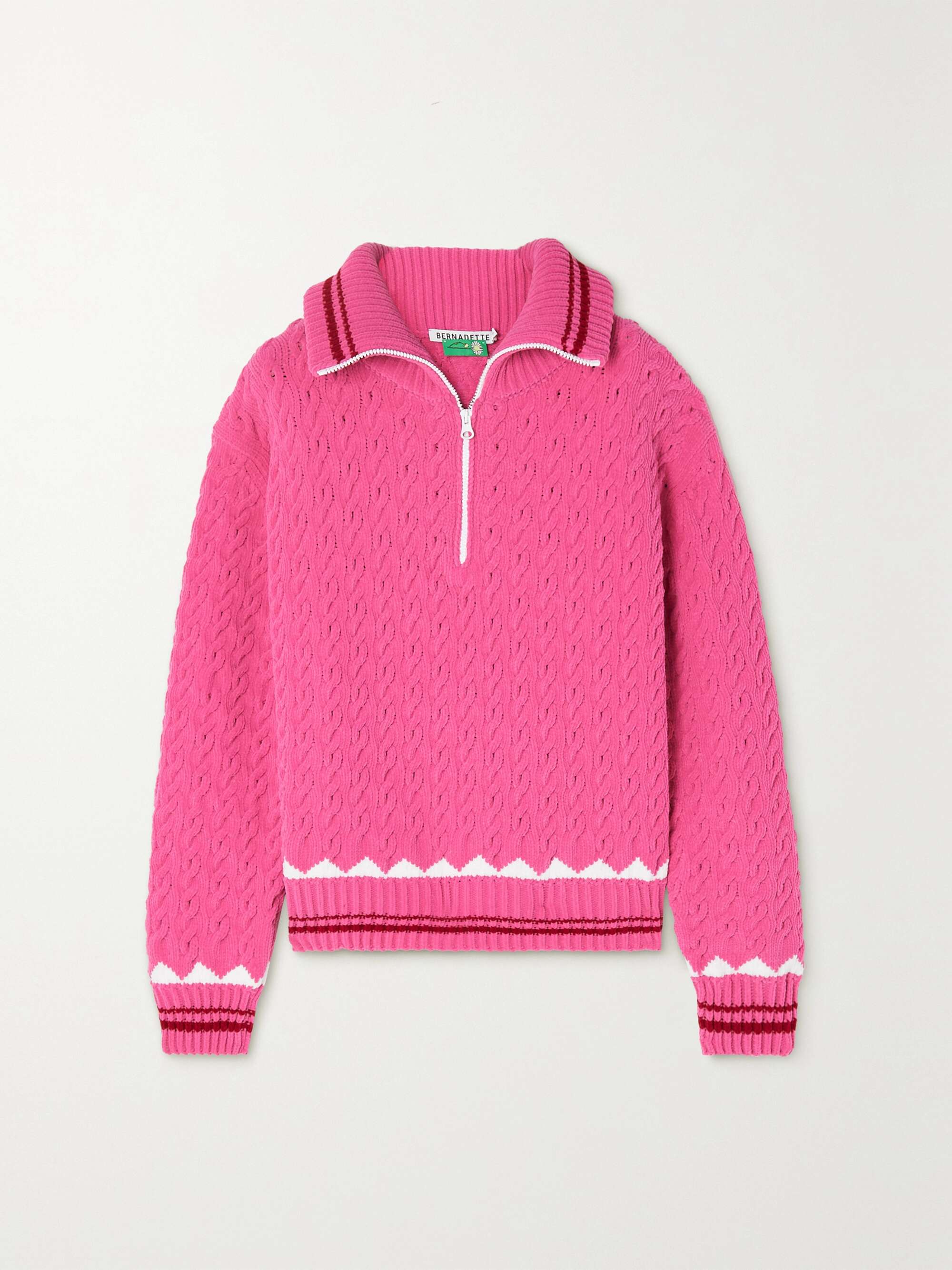 Alexo intarsia cable-knit half-zip sweater