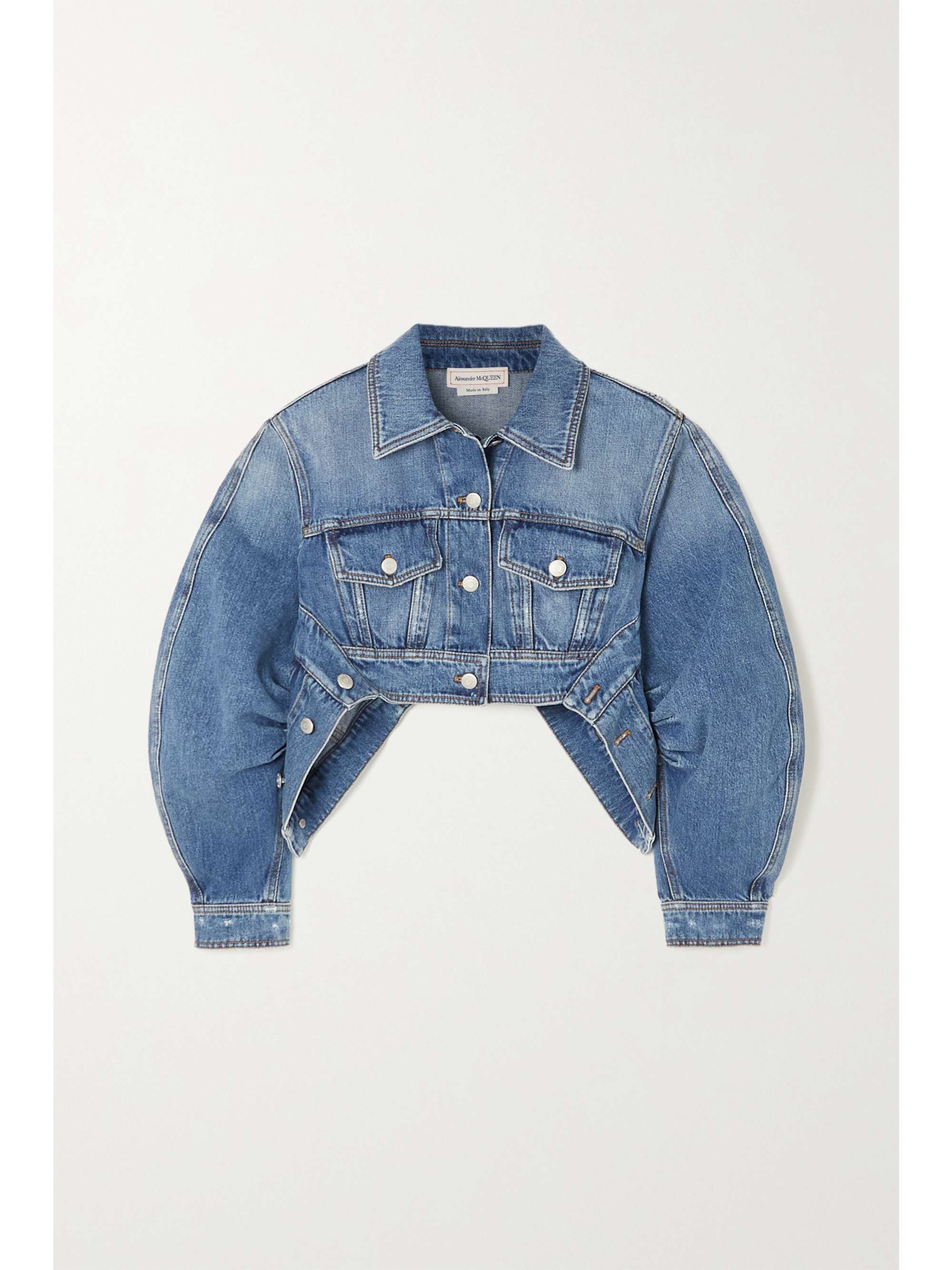 Blue Cropped asymmetric denim jacket 