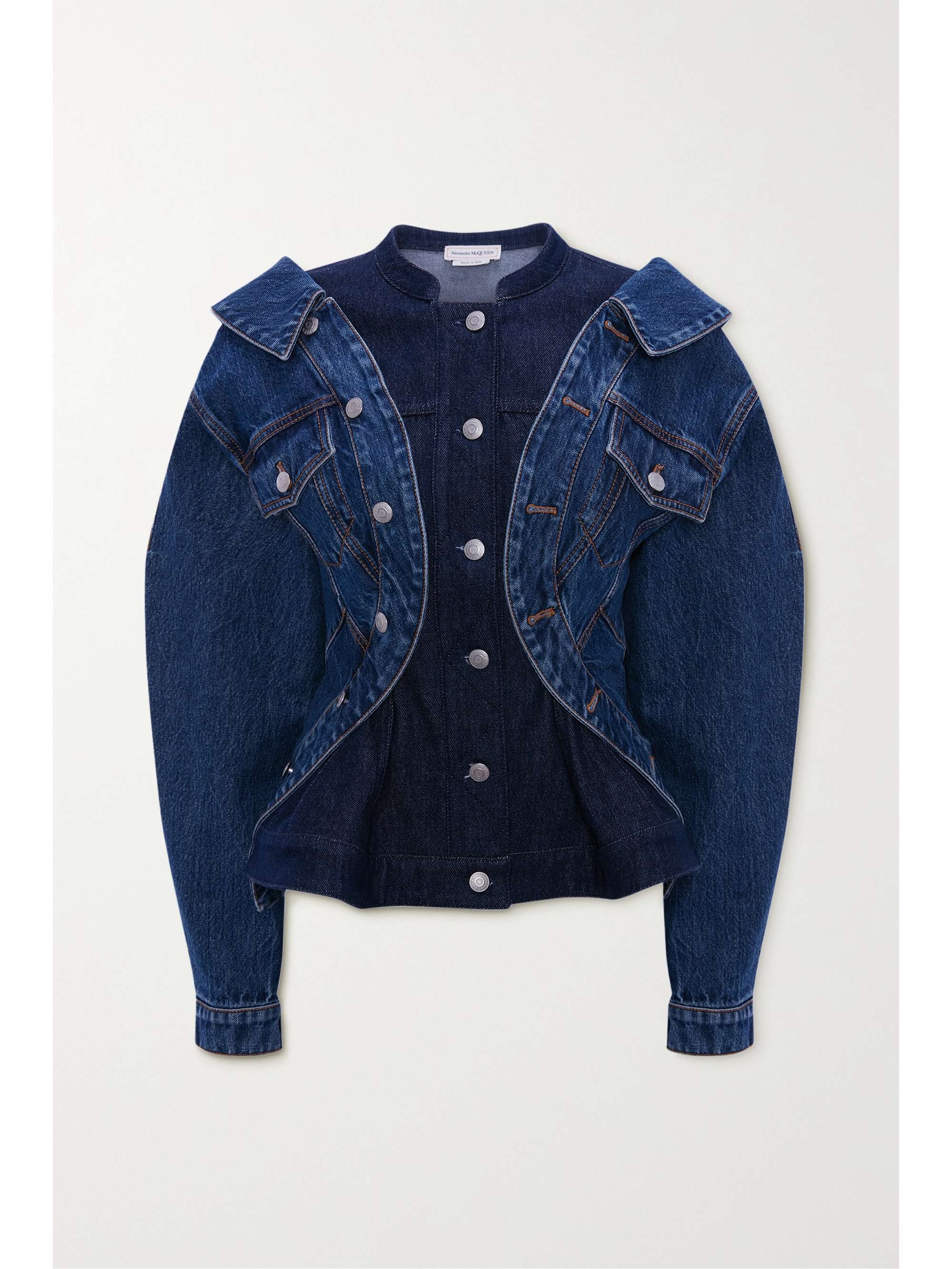 Blue Layered denim peplum jacket 