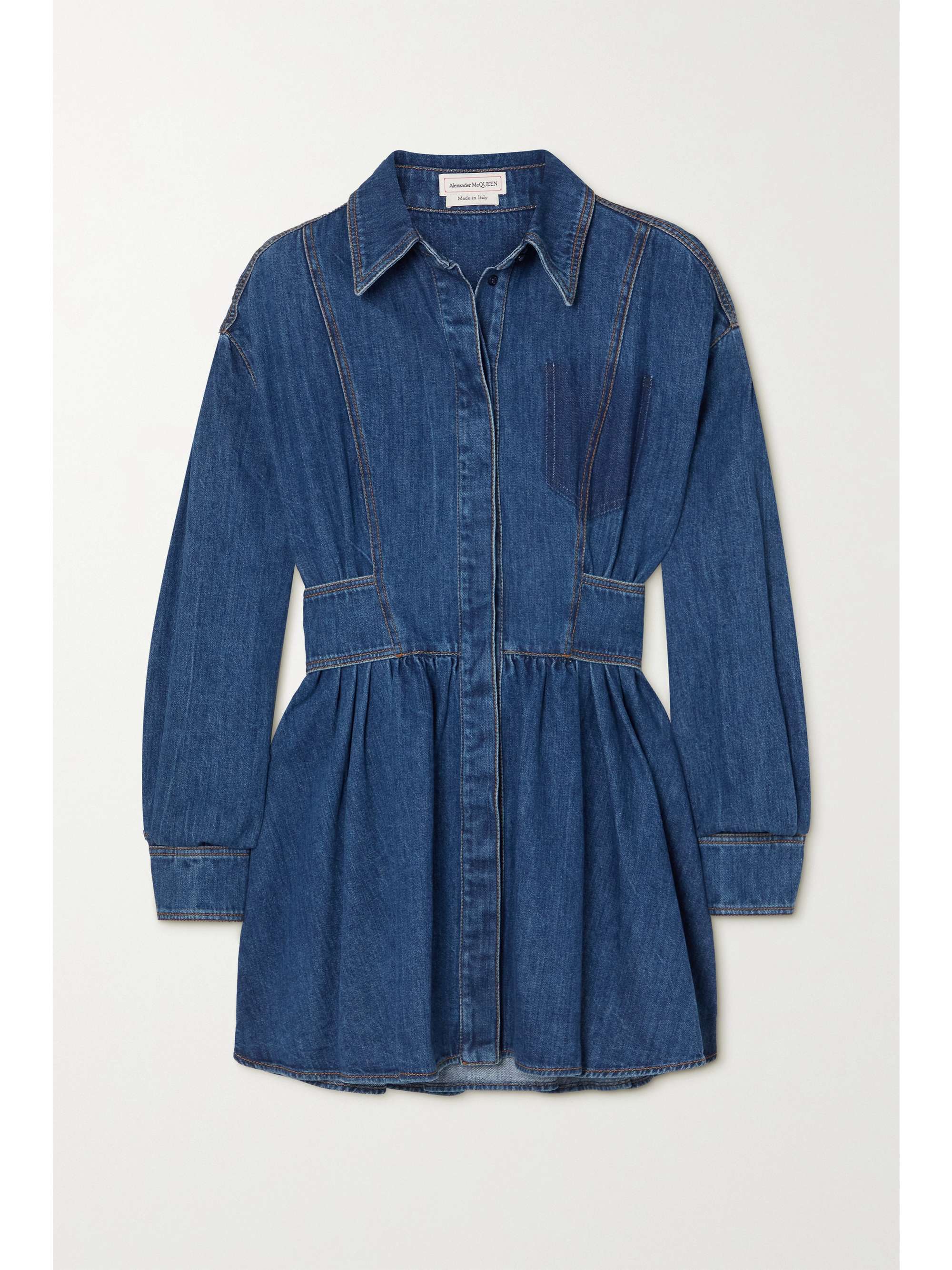 Blue Denim mini shirt dress | ALEXANDER 