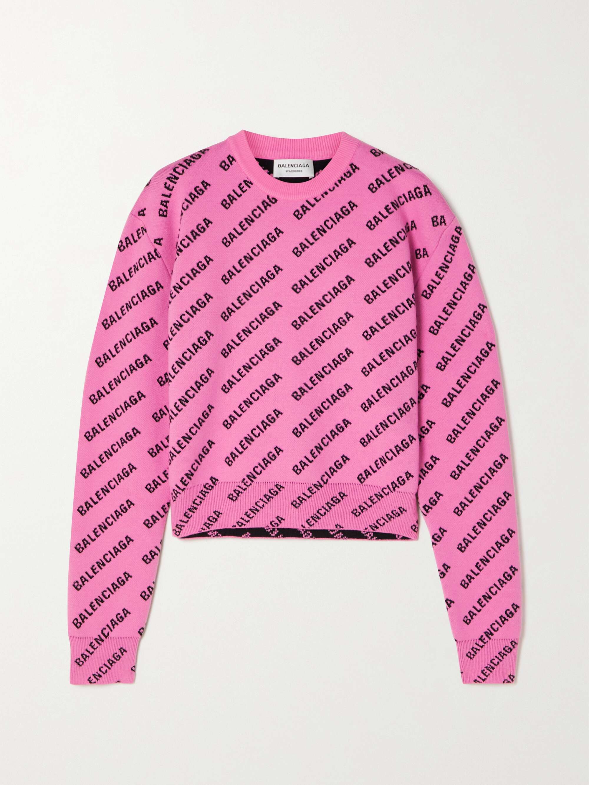 BALENCIAGA Cropped intarsia-knit sweater