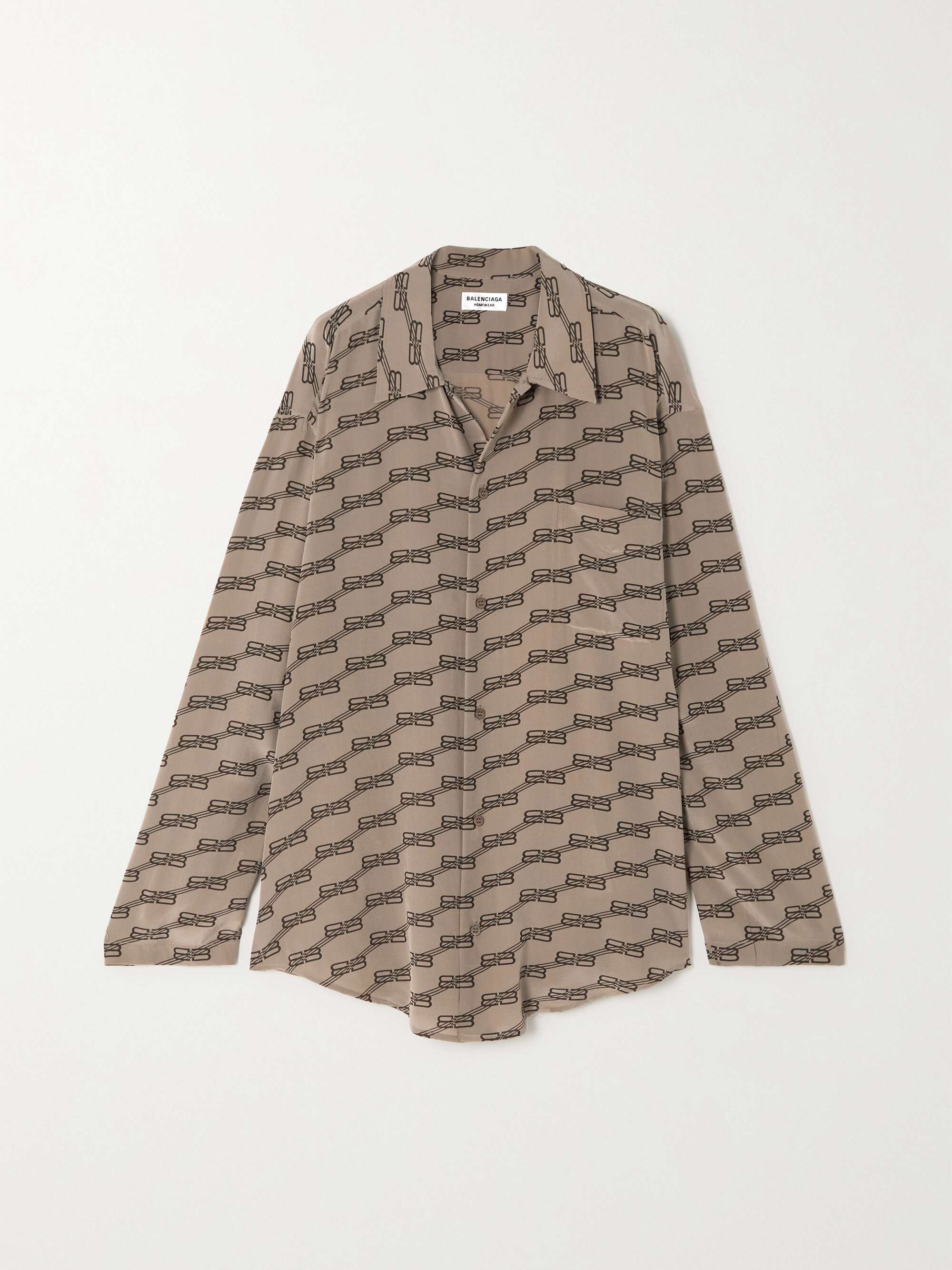 BALENCIAGA Oversized printed crinkled silk-crepe shirt | NET-A-PORTER