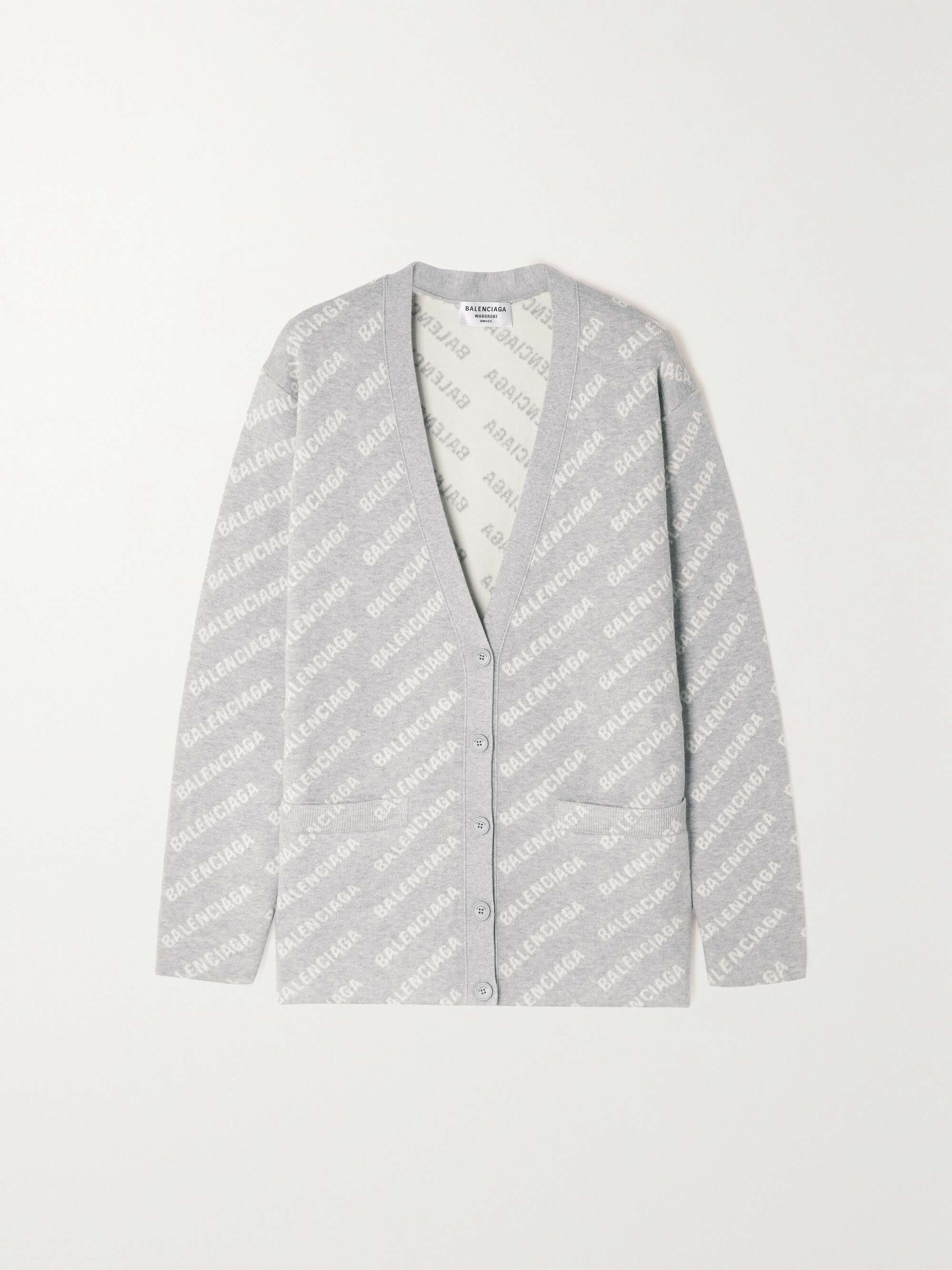 Gray Intarsia-knit cardigan 