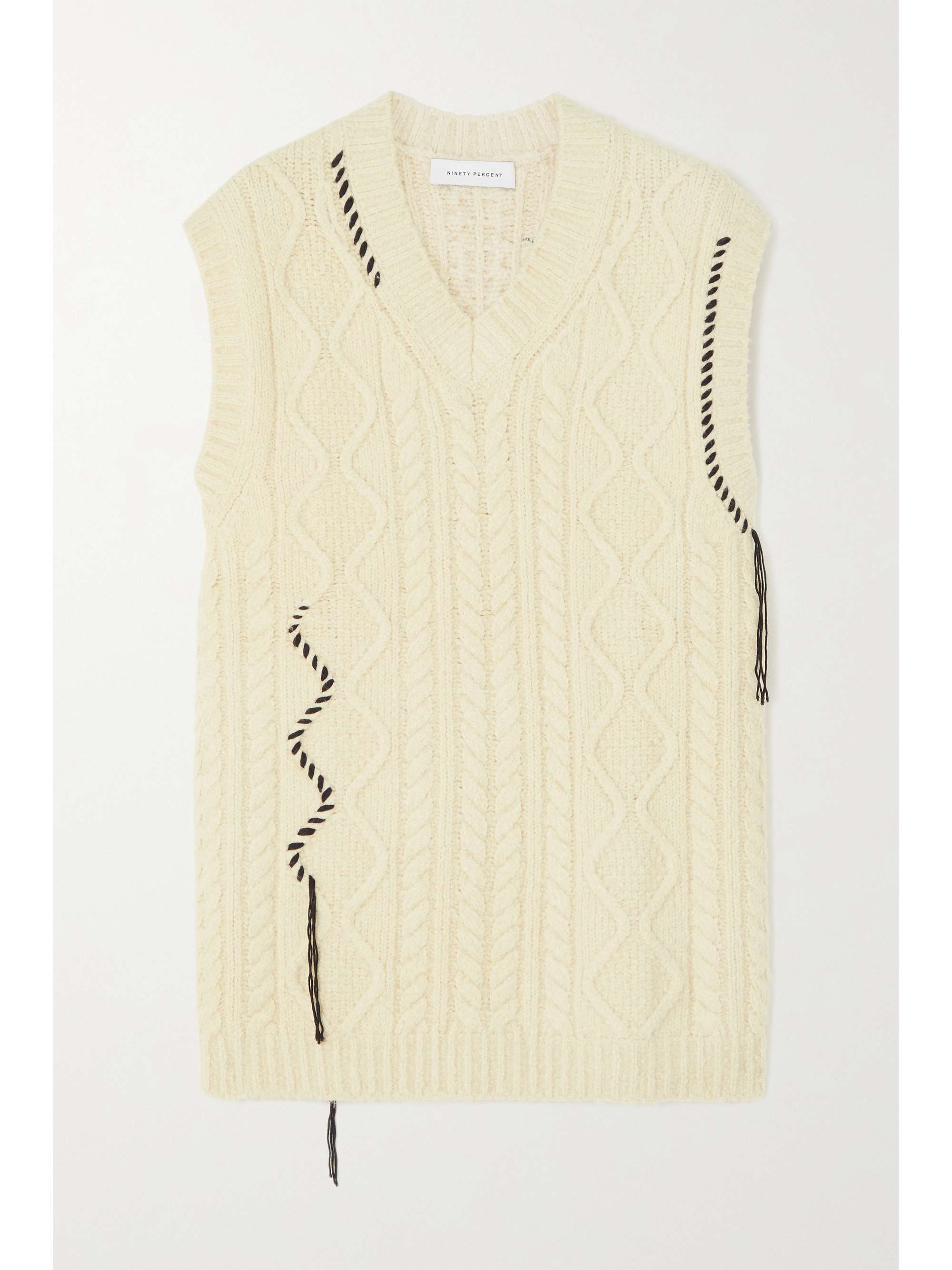 Ecru Hedy whipstitched cable-knit 