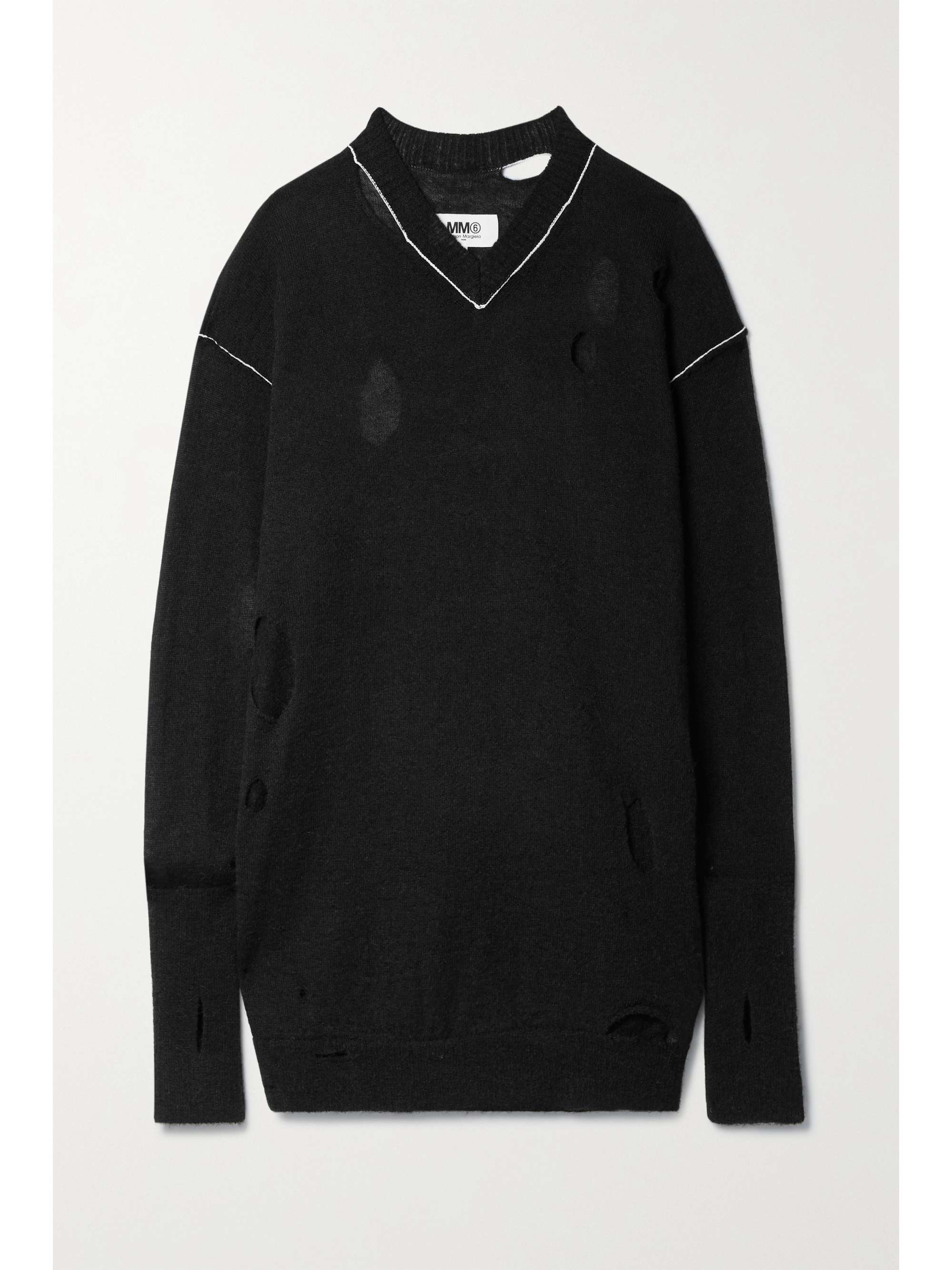 MM6 Maison Margiela Black Distressed Sweater