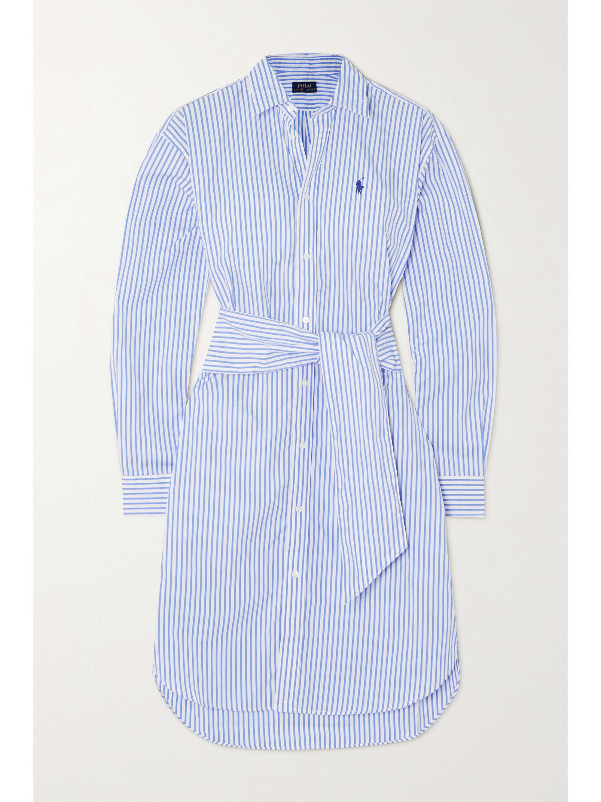Navy Belted striped cotton-poplin shirt dress | POLO RALPH LAUREN 
