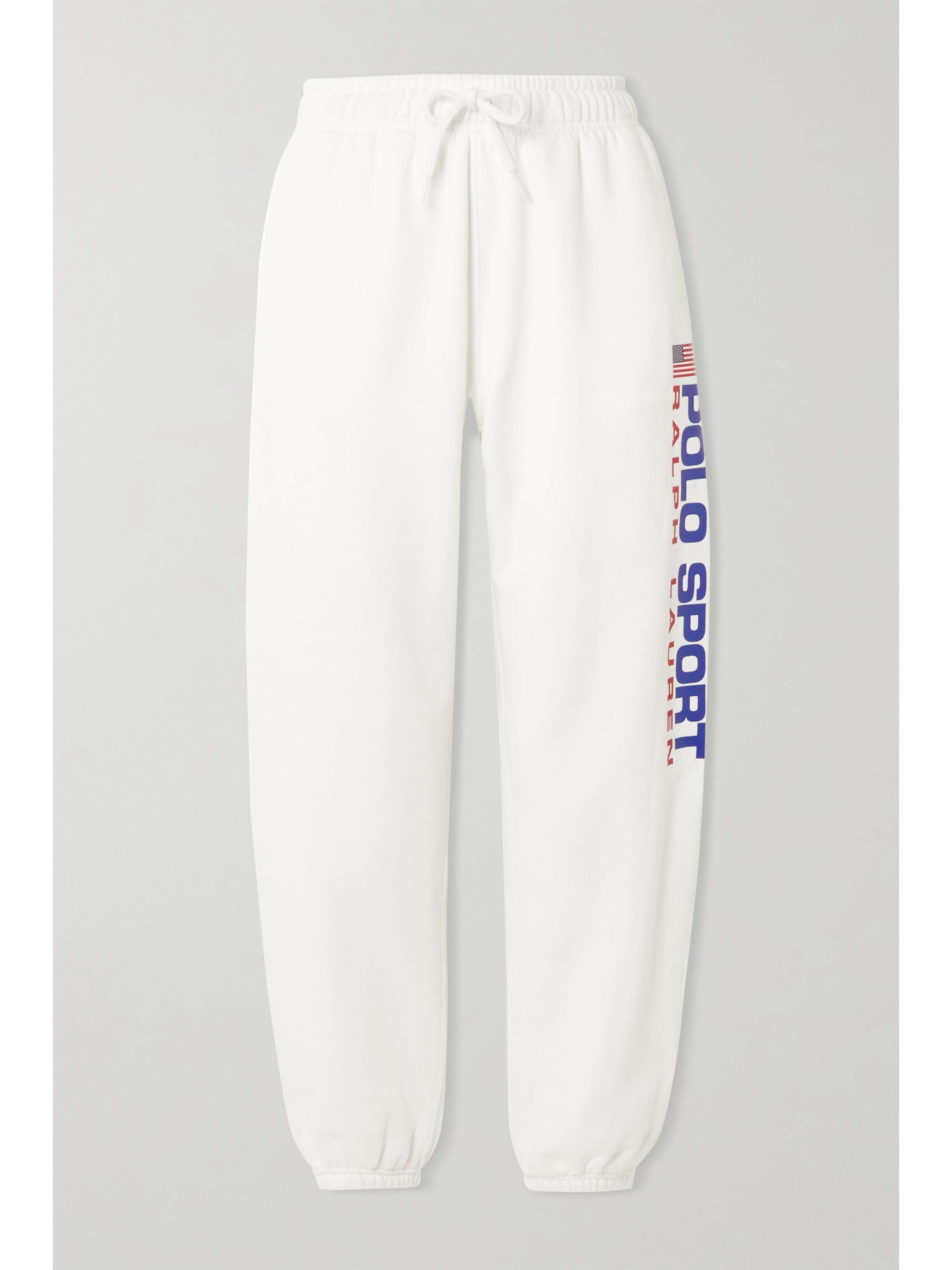 White Printed cotton-blend jersey track 