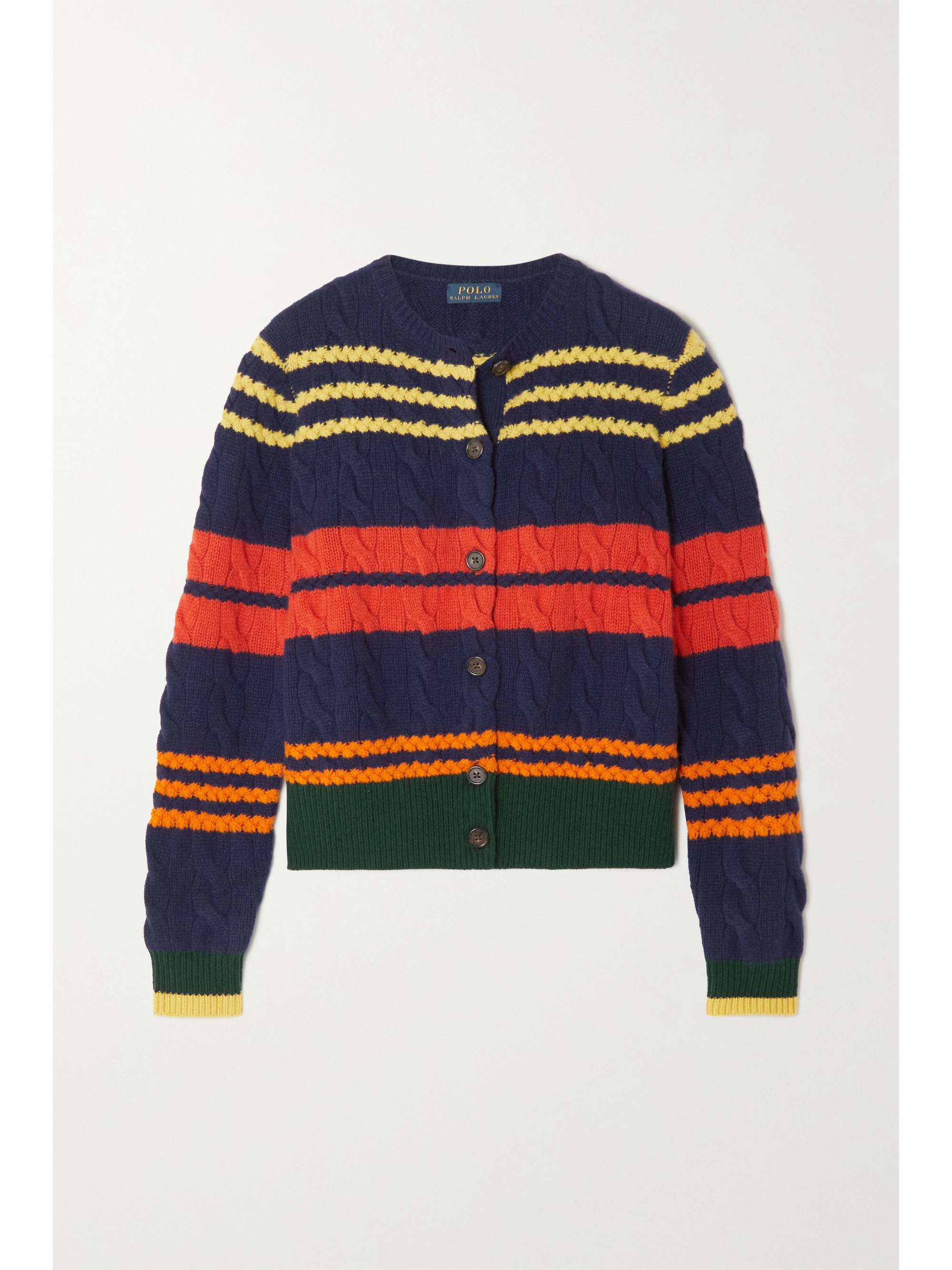 Navy Striped cable-knit wool and 