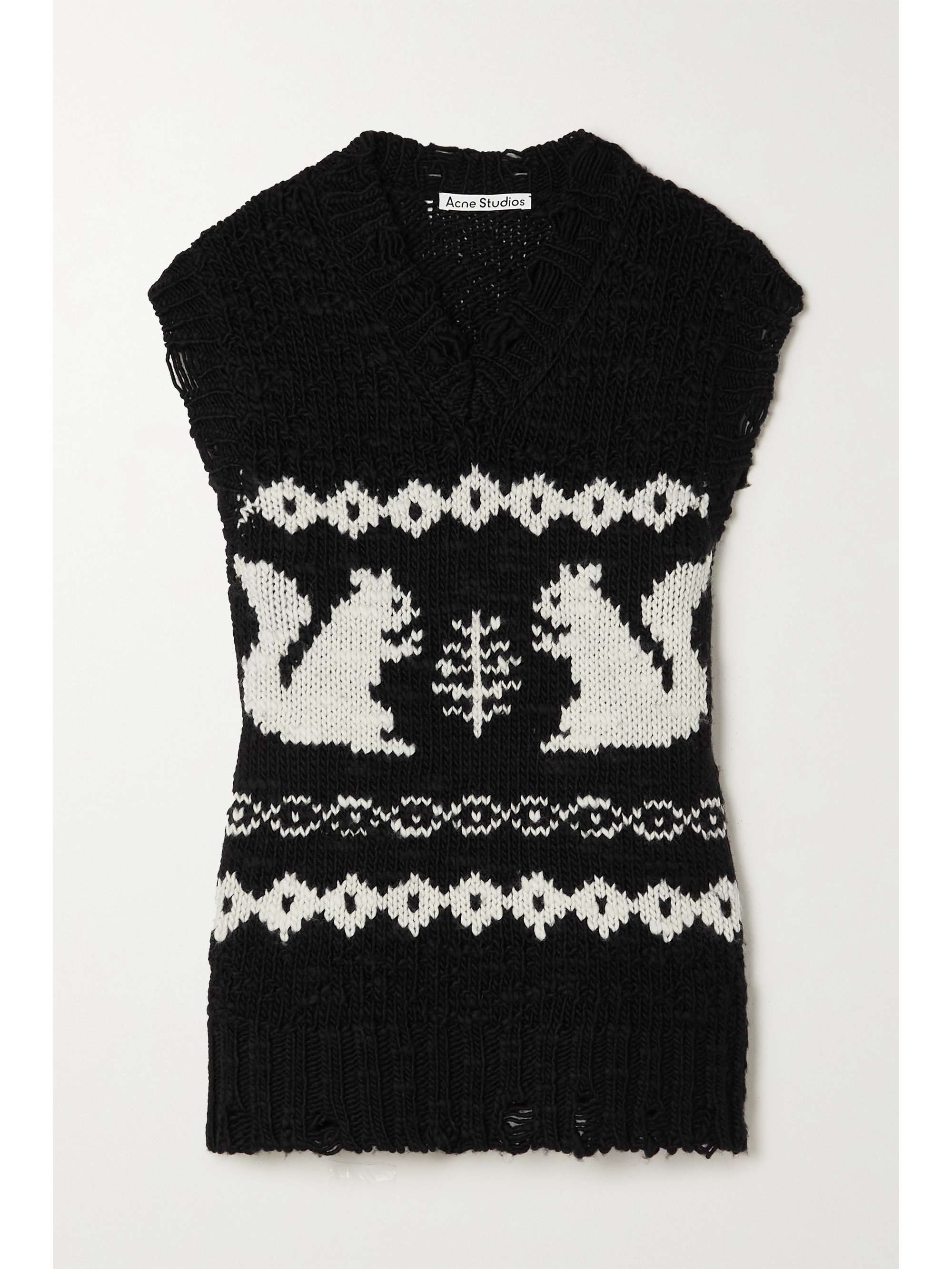 Acne Studios FN-WN-KNIT000485 Black/white Squirrel wool gilet