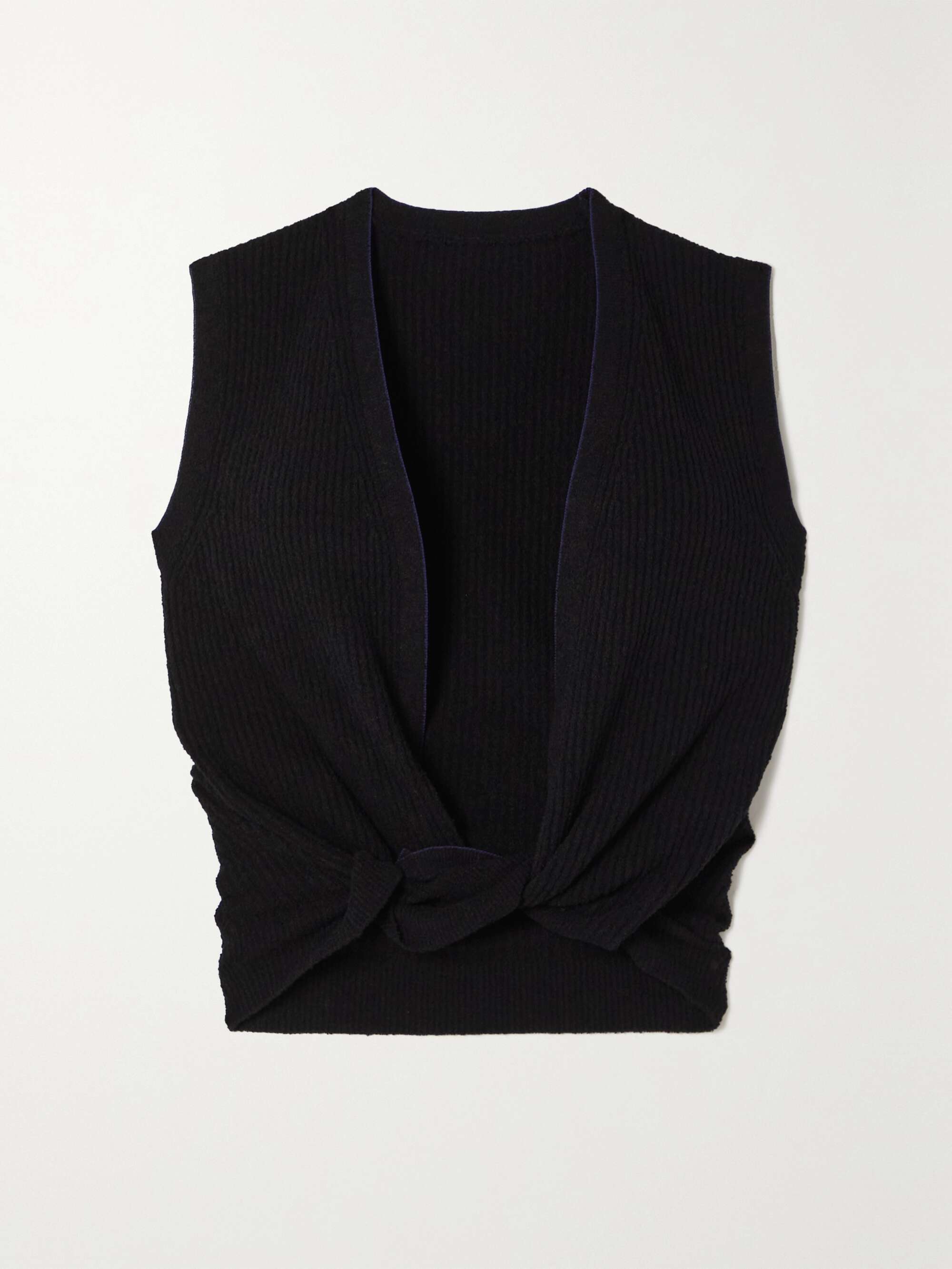 JACQUEMUS Le haut Noue twist-front ribbed cotton-blend top | NET-A
