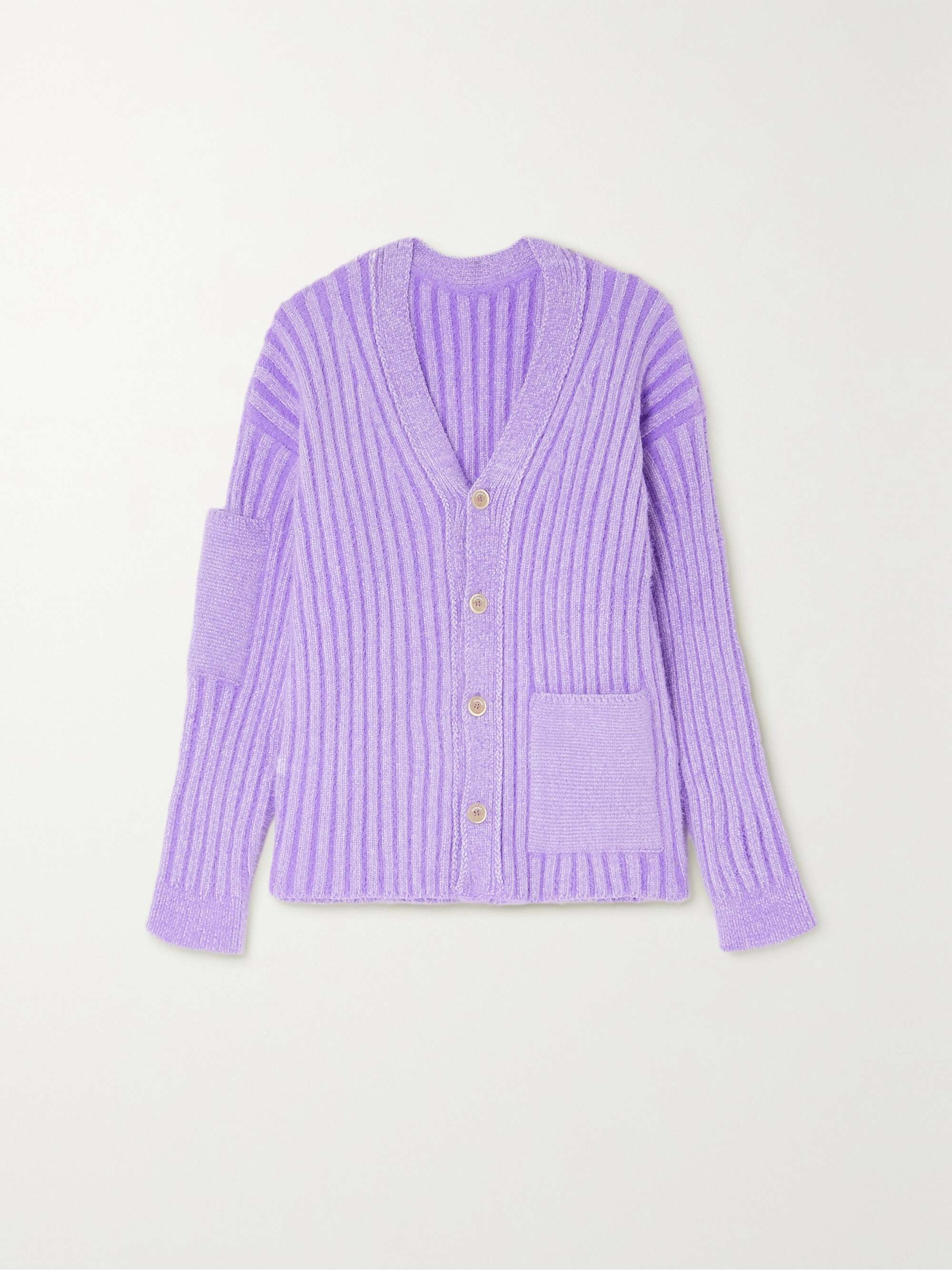 JACQUEMUS Neve ribbed brushed stretch-knit cardigan | NET-A-PORTER