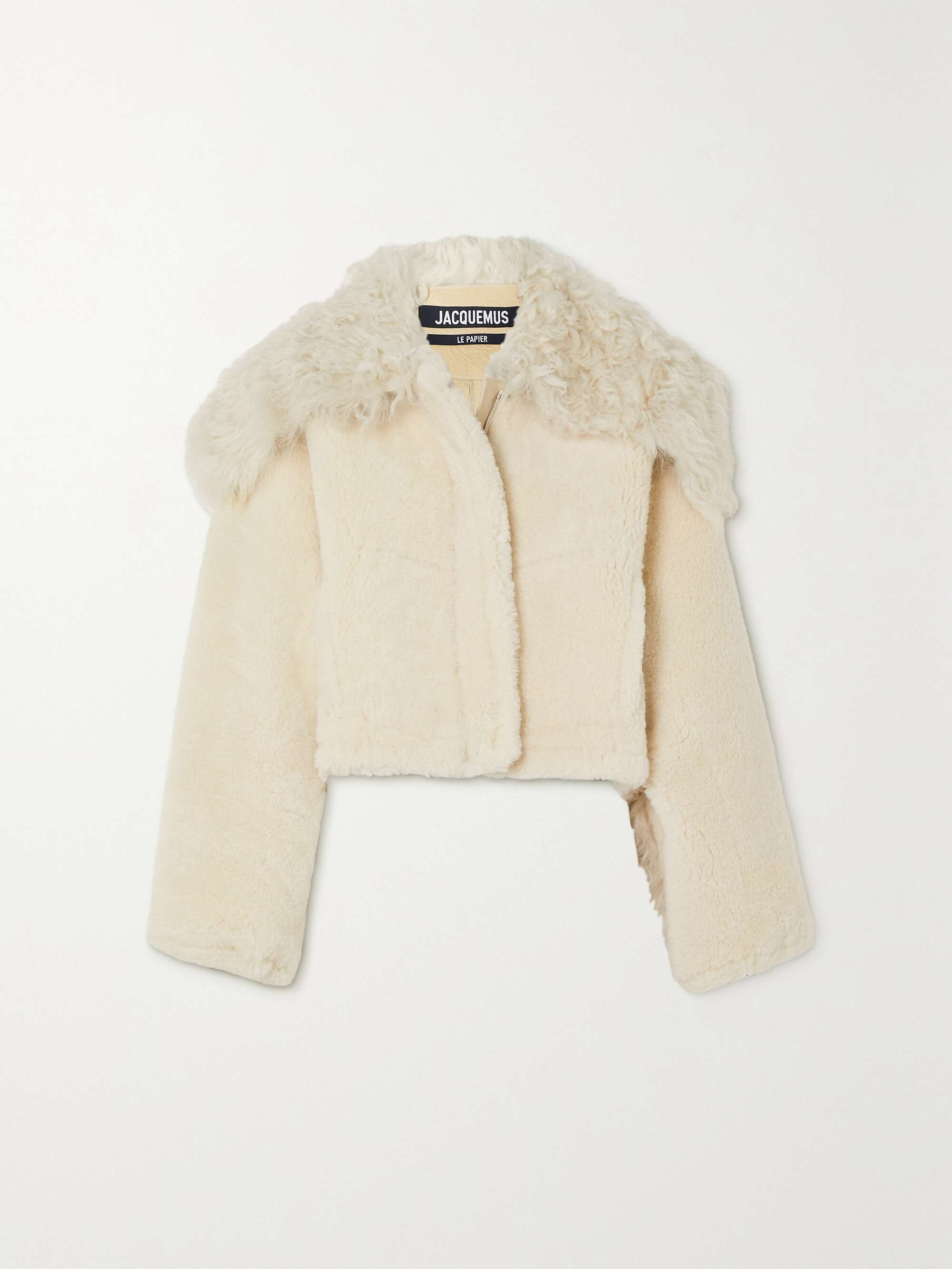 JACQUEMUS Cropped paneled shearling jacket | NET-A-PORTER