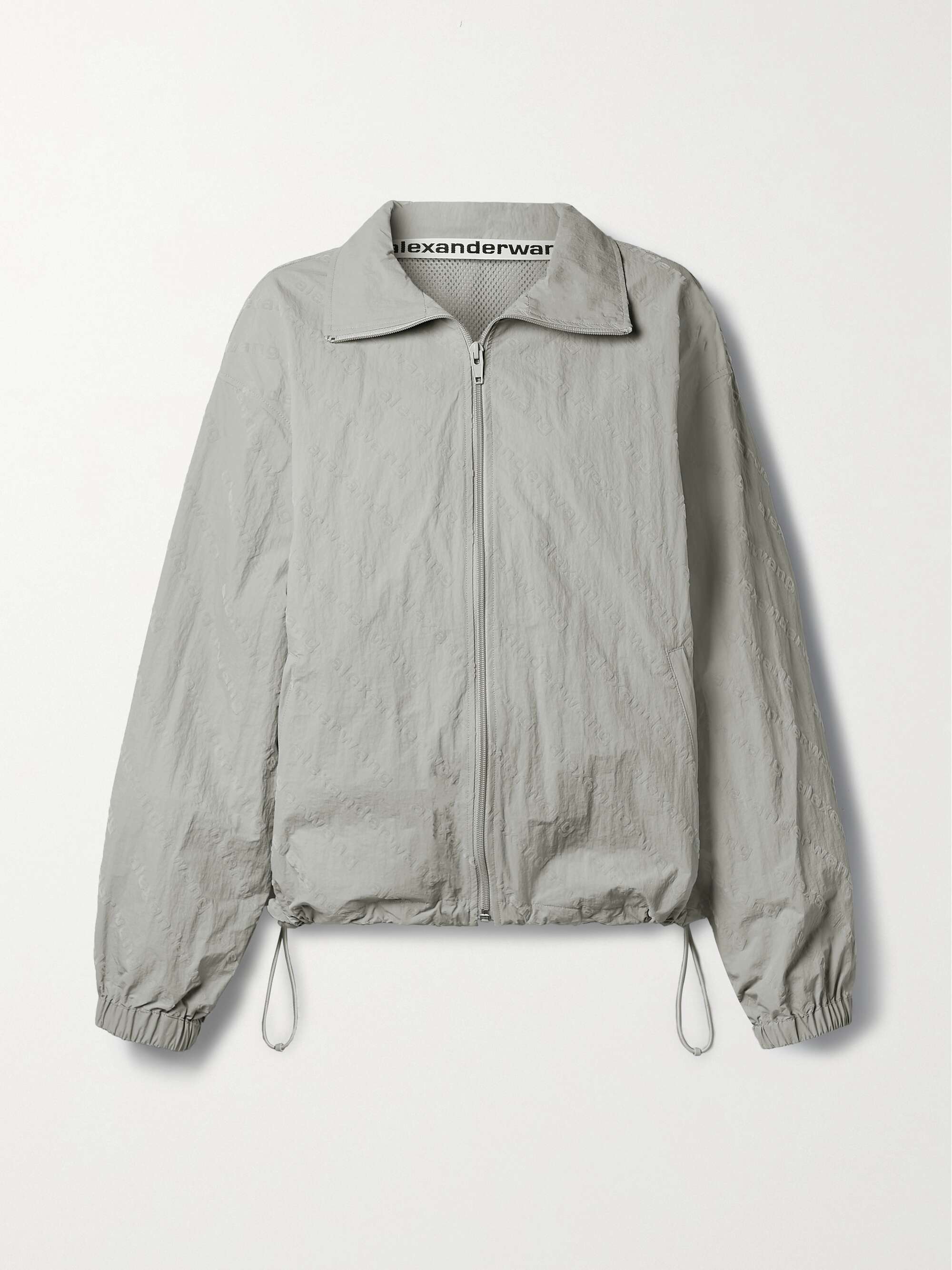 Oversized flocked crinkled-shell track jacket