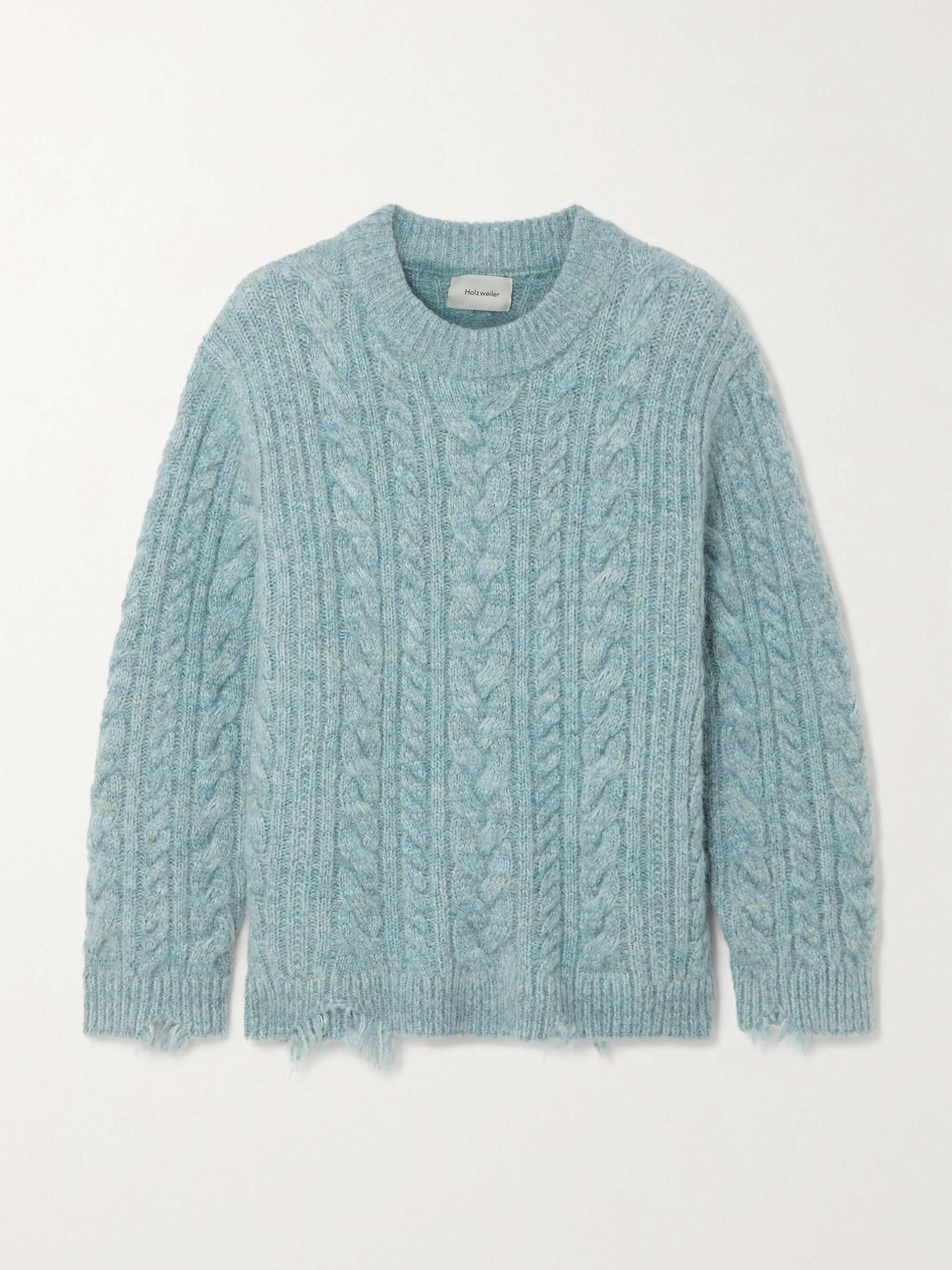 Baharia distressed cable-knit sweater