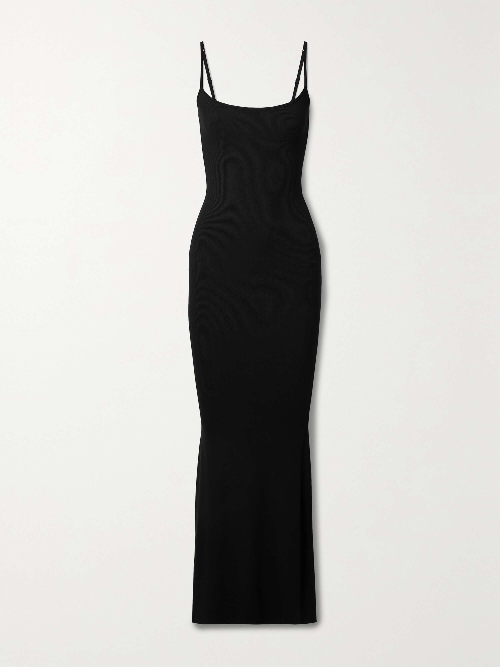 SKIMS Soft Lounge ribbed stretch-modal maxi slip dress - Onyx | NET-A-PORTER