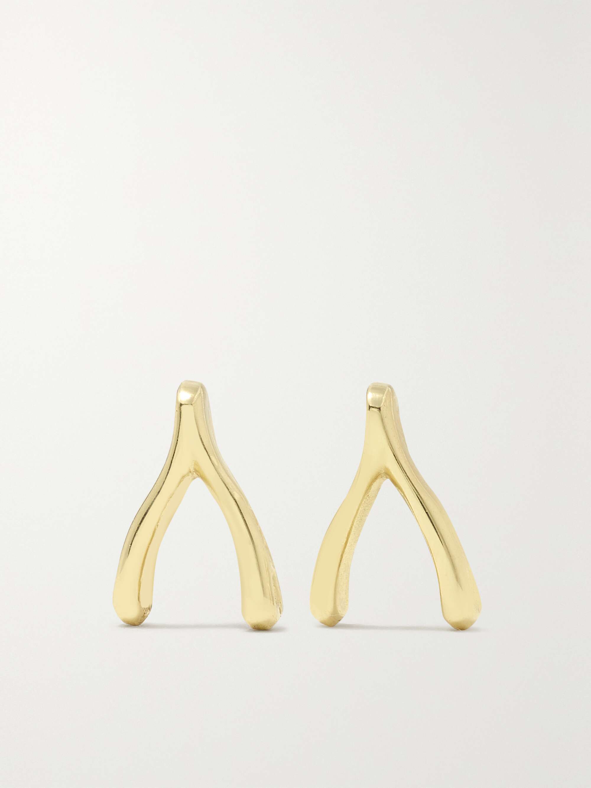 JENNIFER MEYER Mini Wishbone 18-karat gold earrings