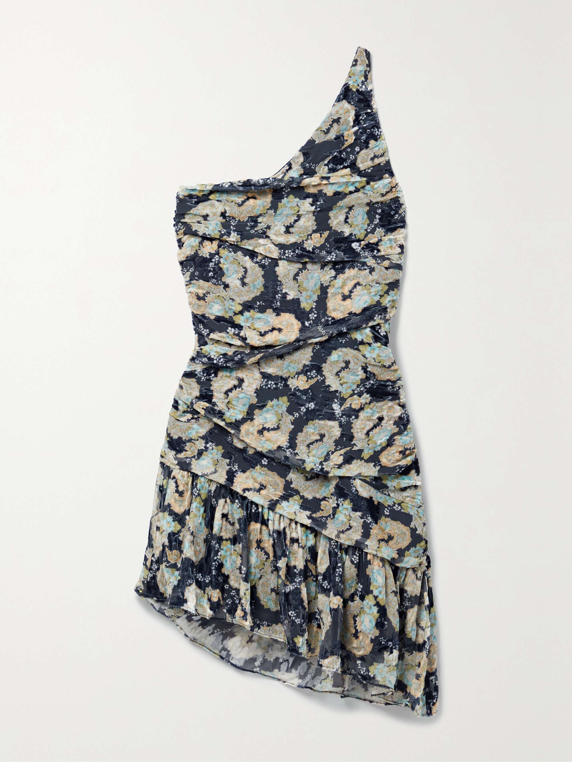 LOVESHACKFANCY Zietta one-shoulder floral-print devoré-chiffon mini dress |  NET-A-PORTER