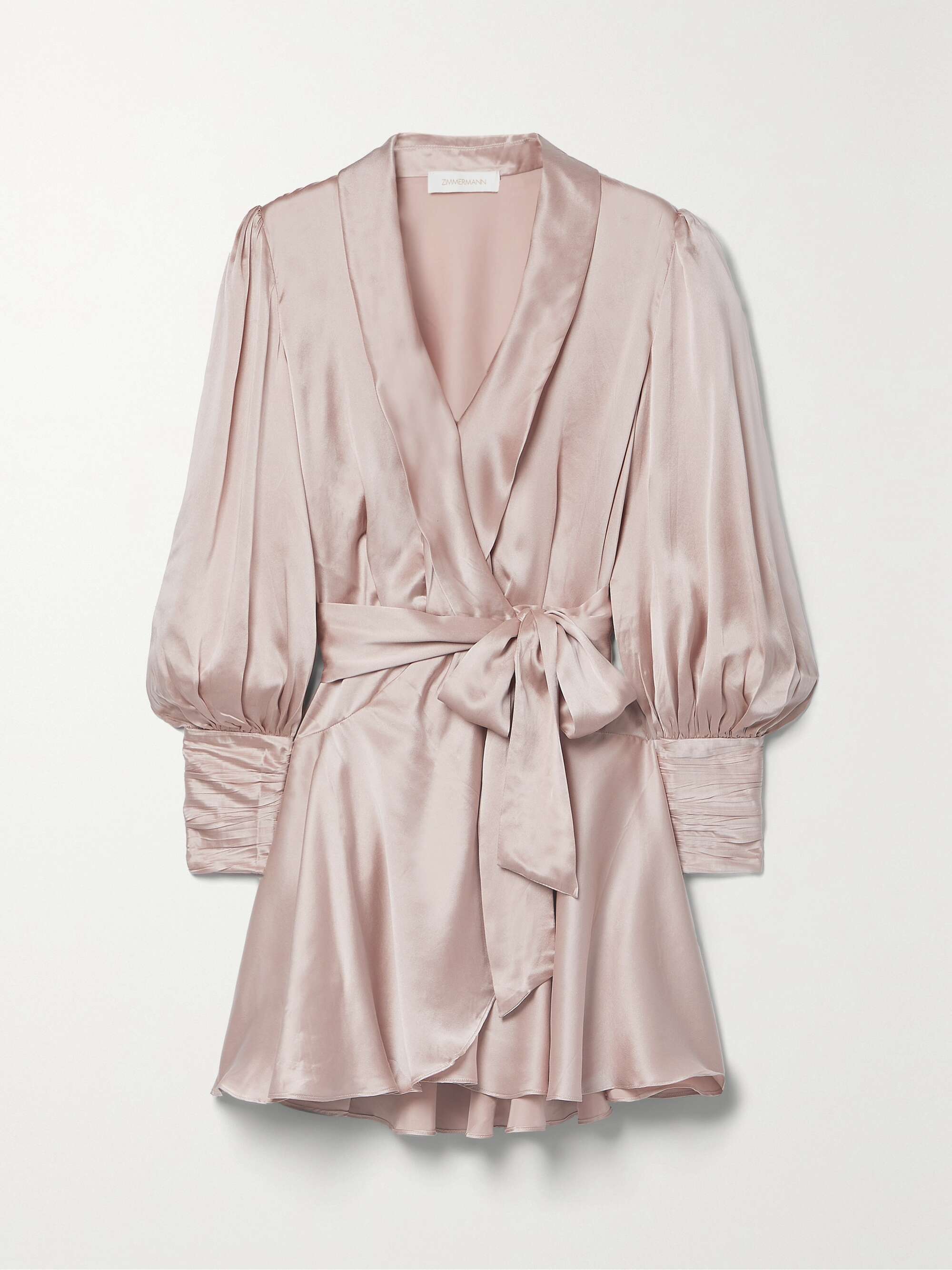 ZIMMERMANN Ruffled silk-satin mini wrap dress