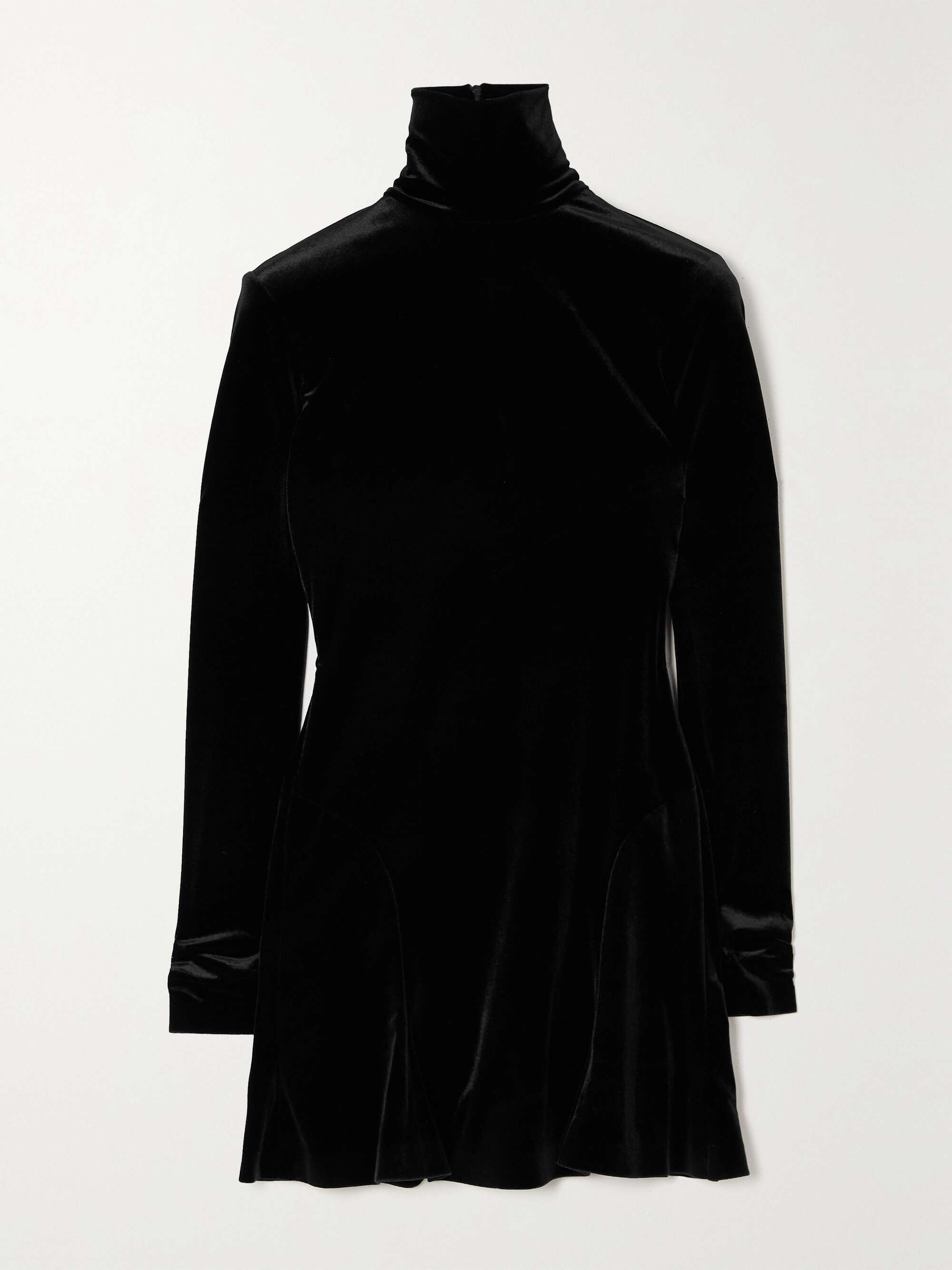 Norma Kamali - Stretch-velvet Turtleneck Mini Dress - Black - x Large - Net A Porter