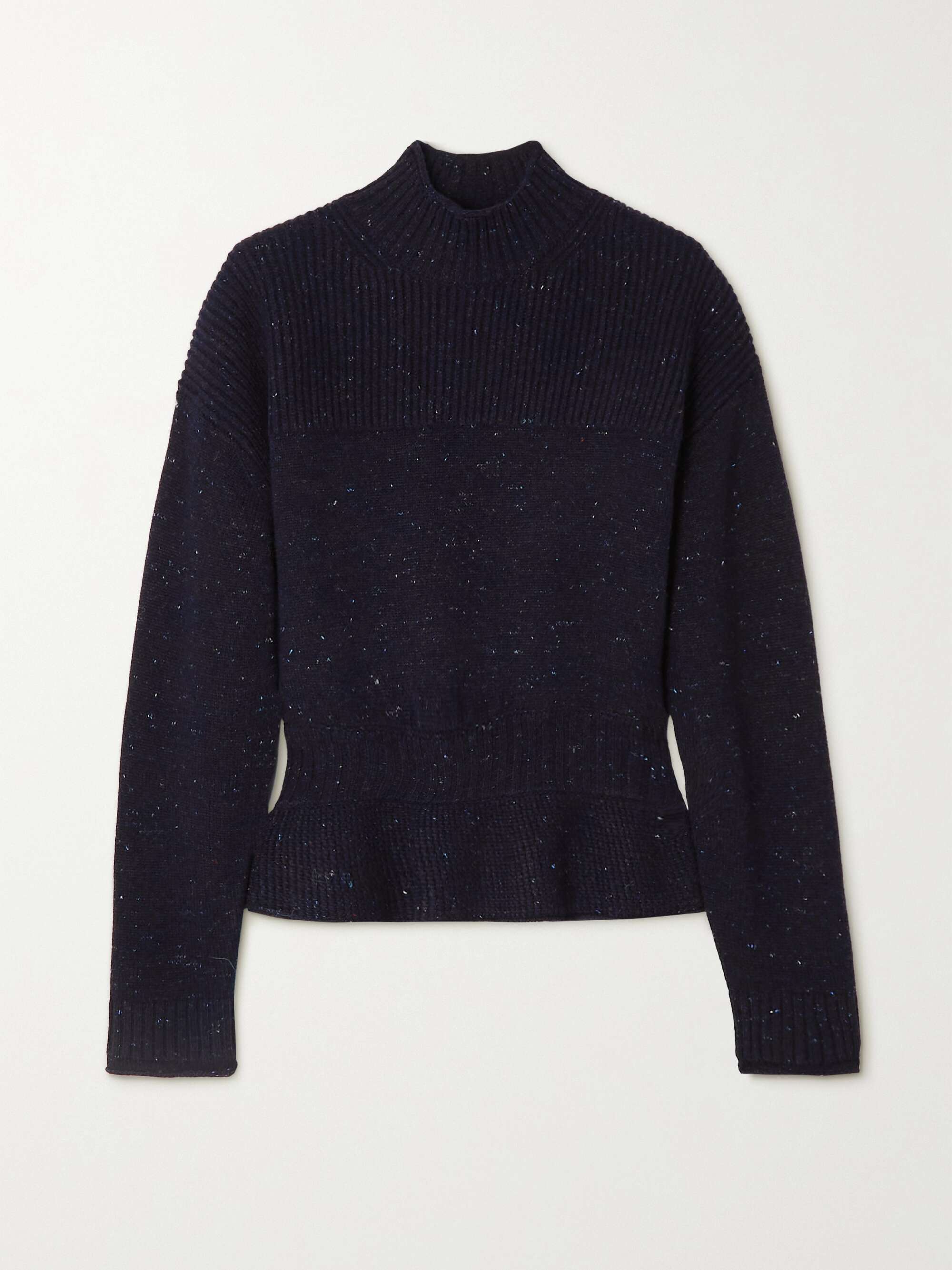 SEE BY CHLOÉ Ribbed wool and cotton-blend turtleneck peplum sweater |  NET-A-PORTER