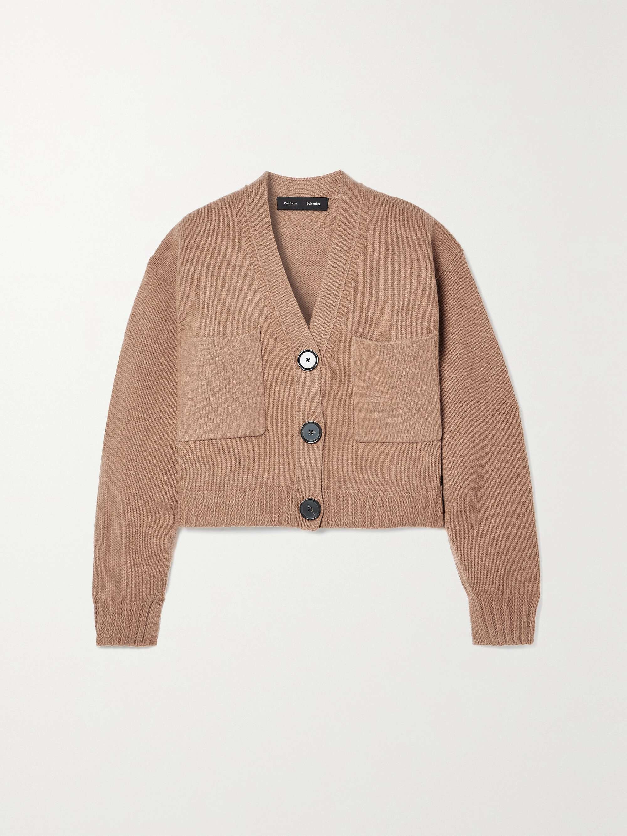 Brown Cropped cashmere-blend cardigan 