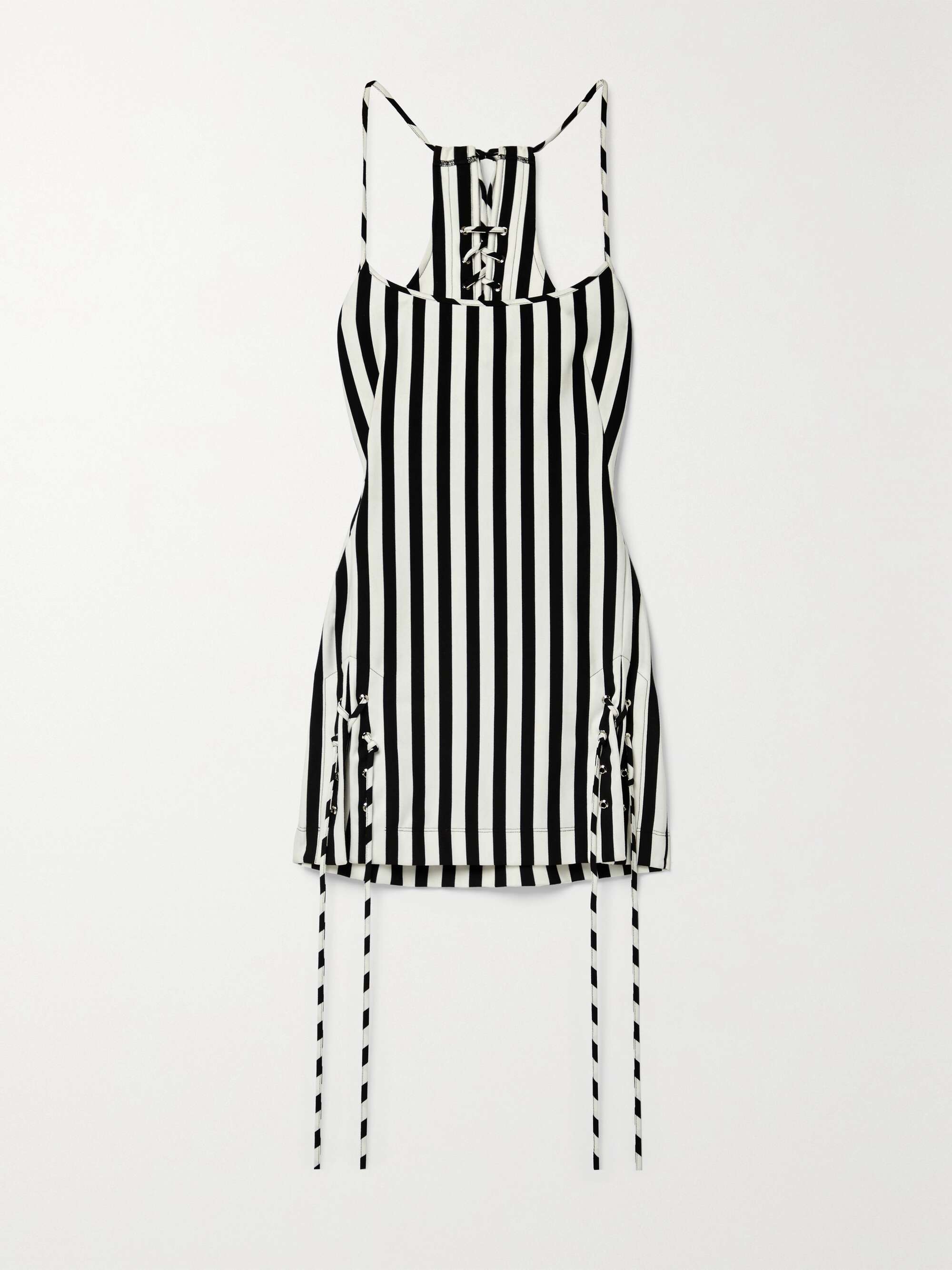 MONSE Cutout lace-up striped jersey mini dress | NET-A-PORTER