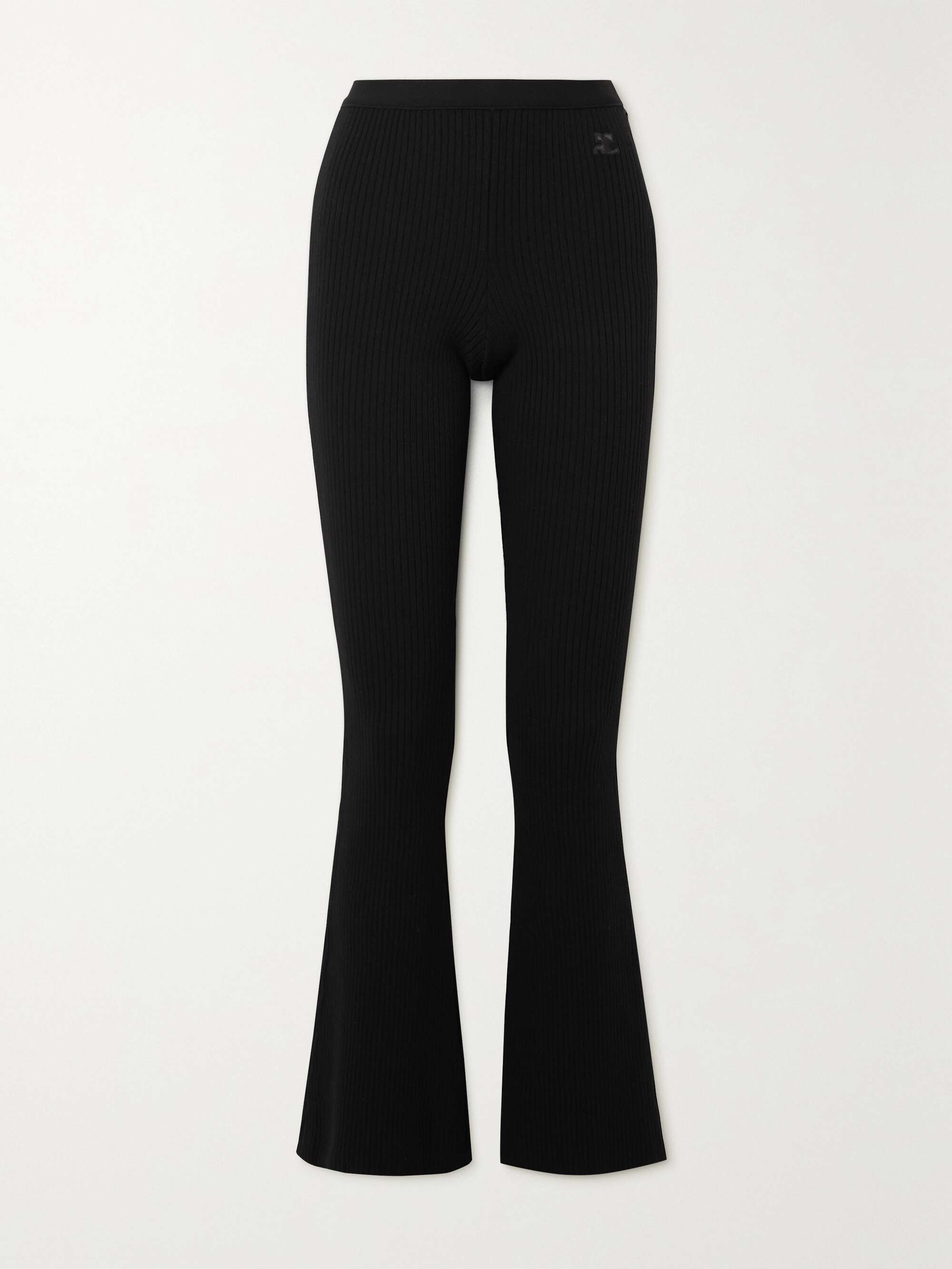 COURRÈGES Ribbed-knit flared pants | NET-A-PORTER