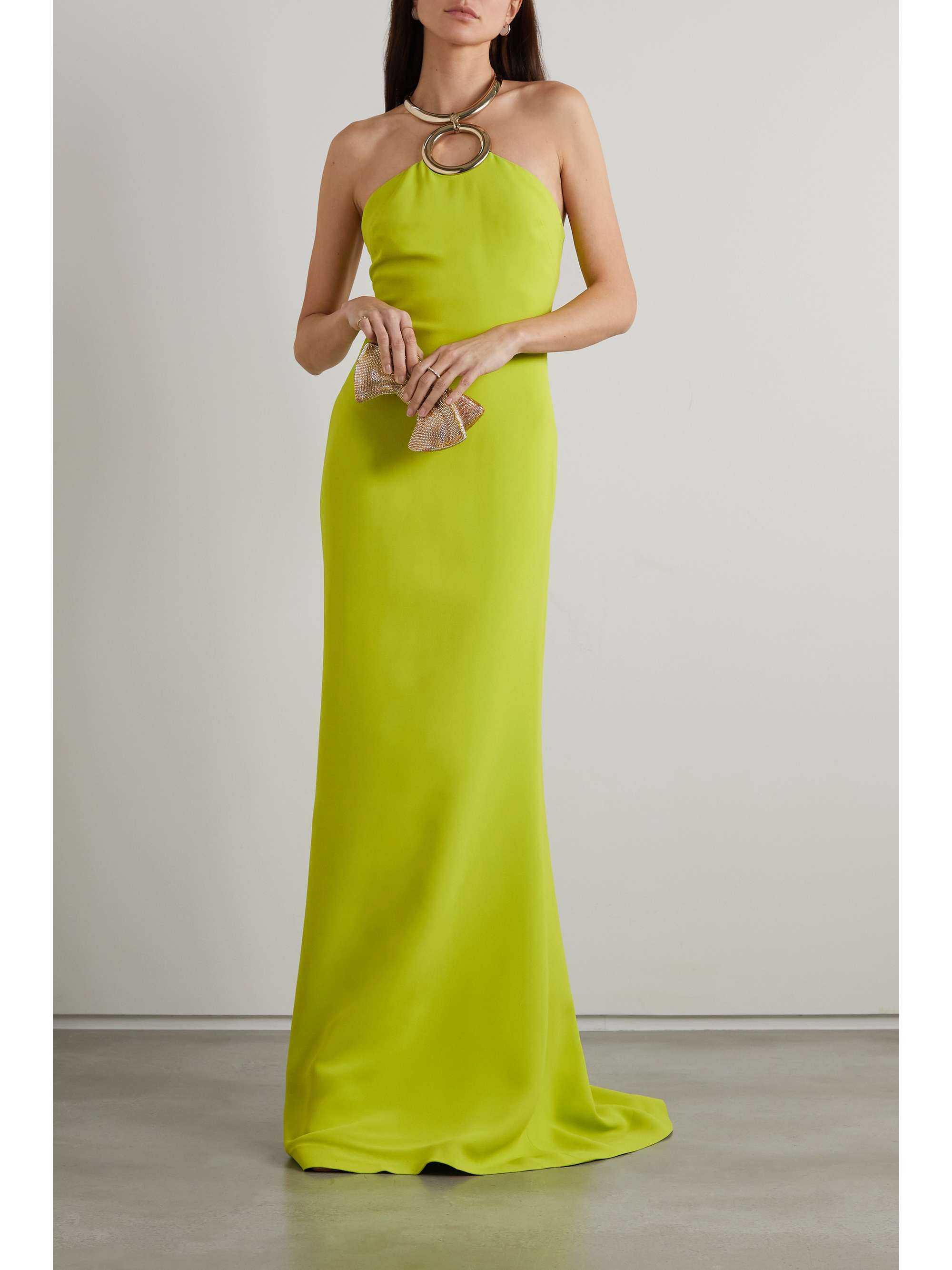 ELIE SAAB Embellished crepe halterneck gown