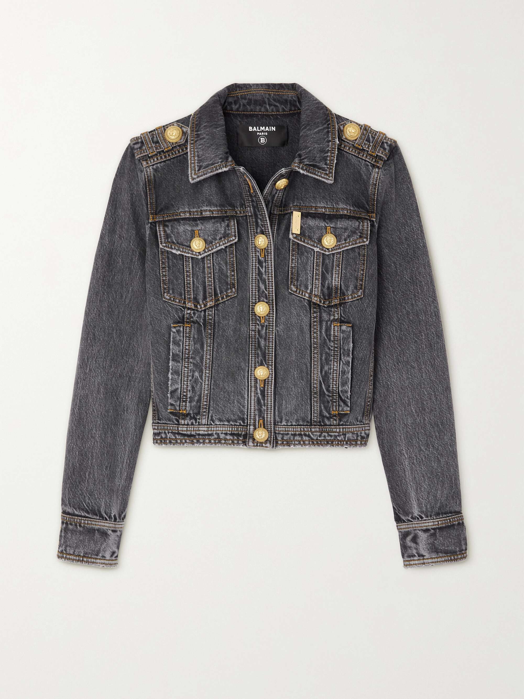 cropped dark denim jacket