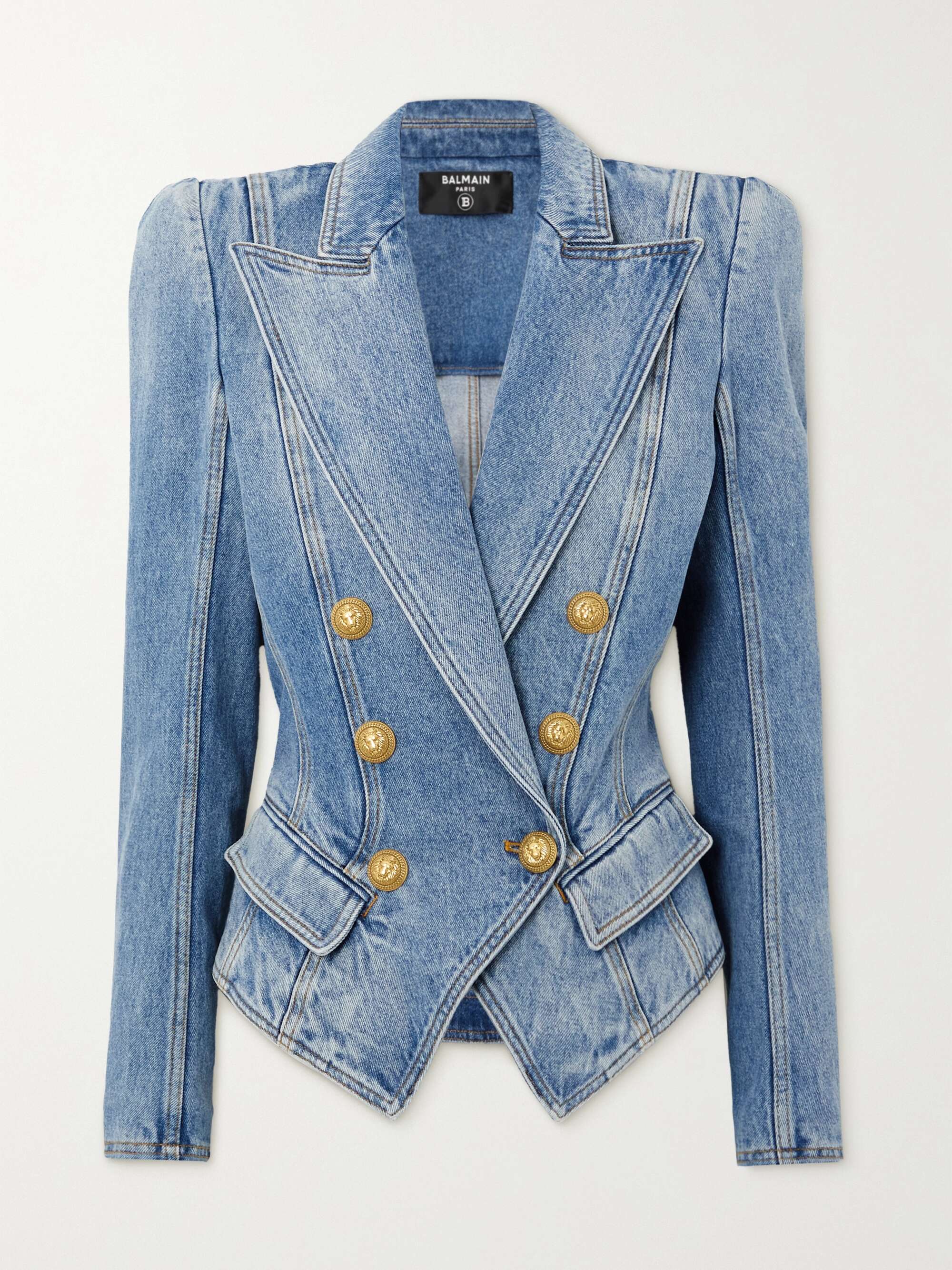 Ubetydelig barriere Leia BALMAIN Double-breasted denim blazer | NET-A-PORTER