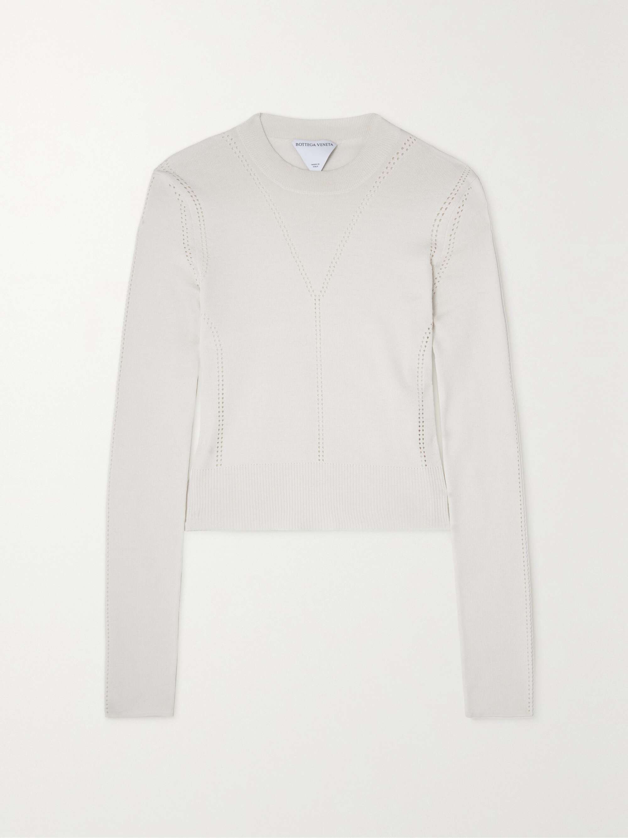 pointelle skimming crew neck sweater
