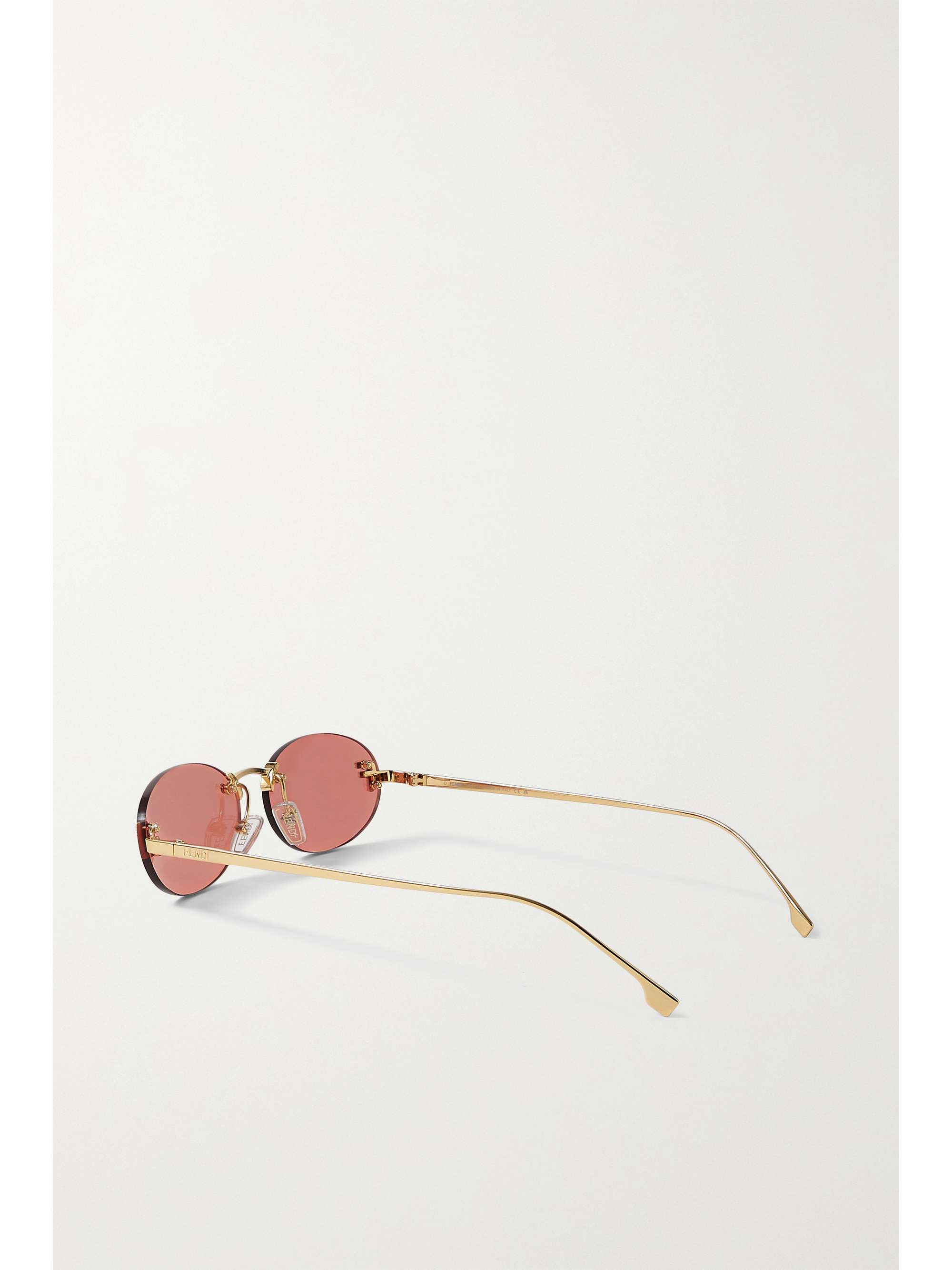 FENDI EYEWEAR Oval-frame crystal-embellished silver-tone sunglasses