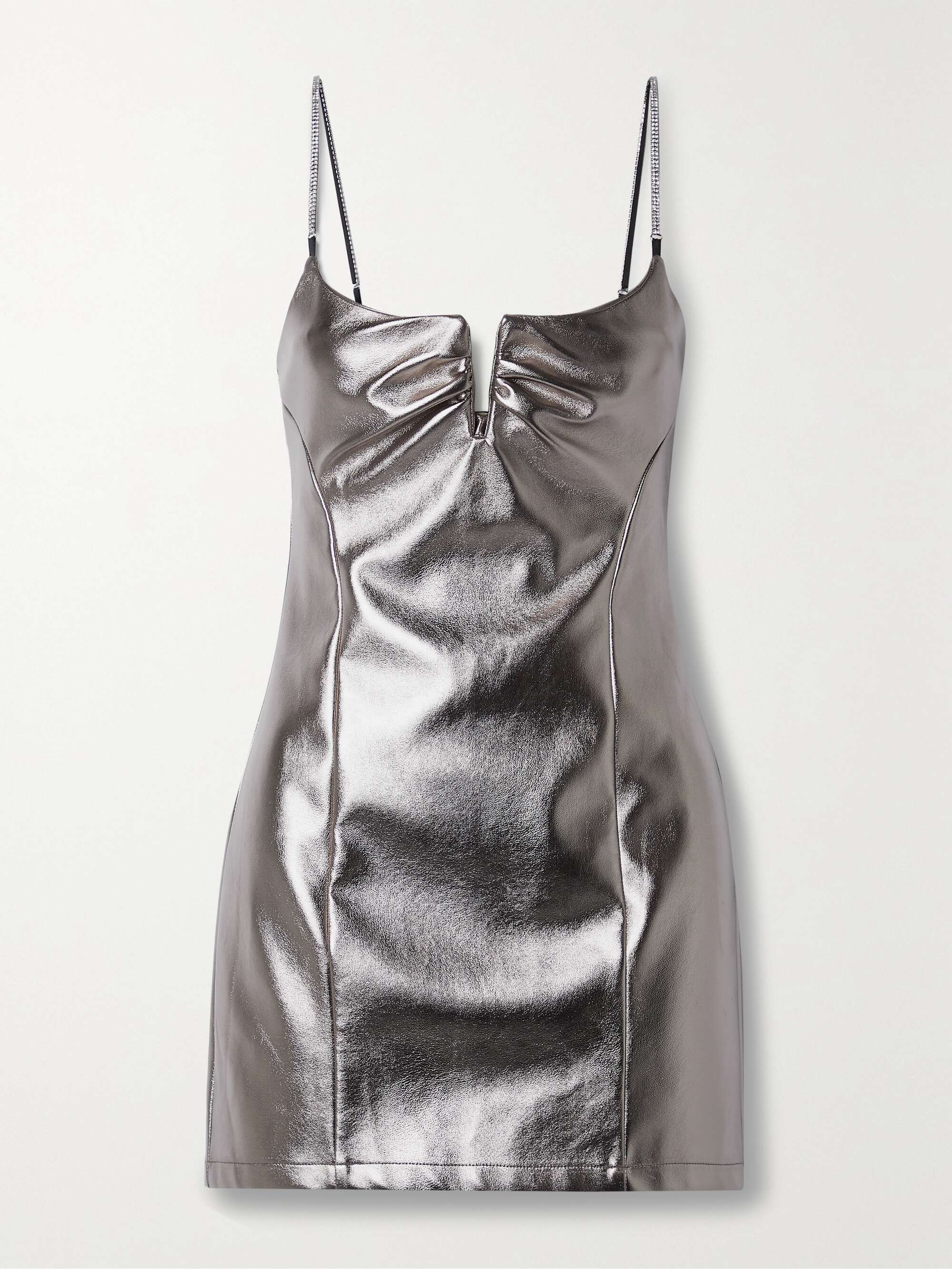 ALIX NYC Cruz crystal-embellished metallic faux leather mini dress |  NET-A-PORTER