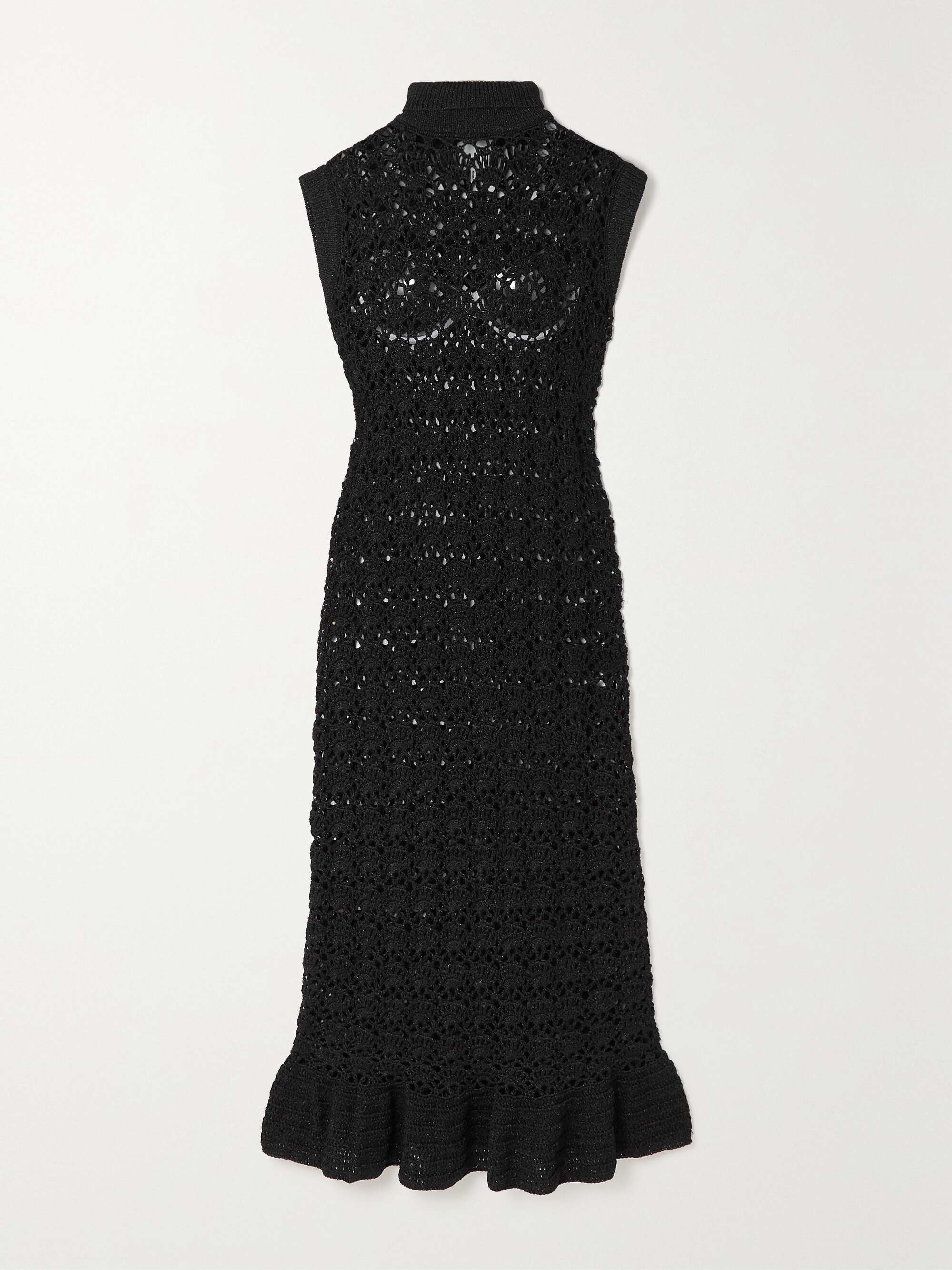 Metallic crocheted midi dress