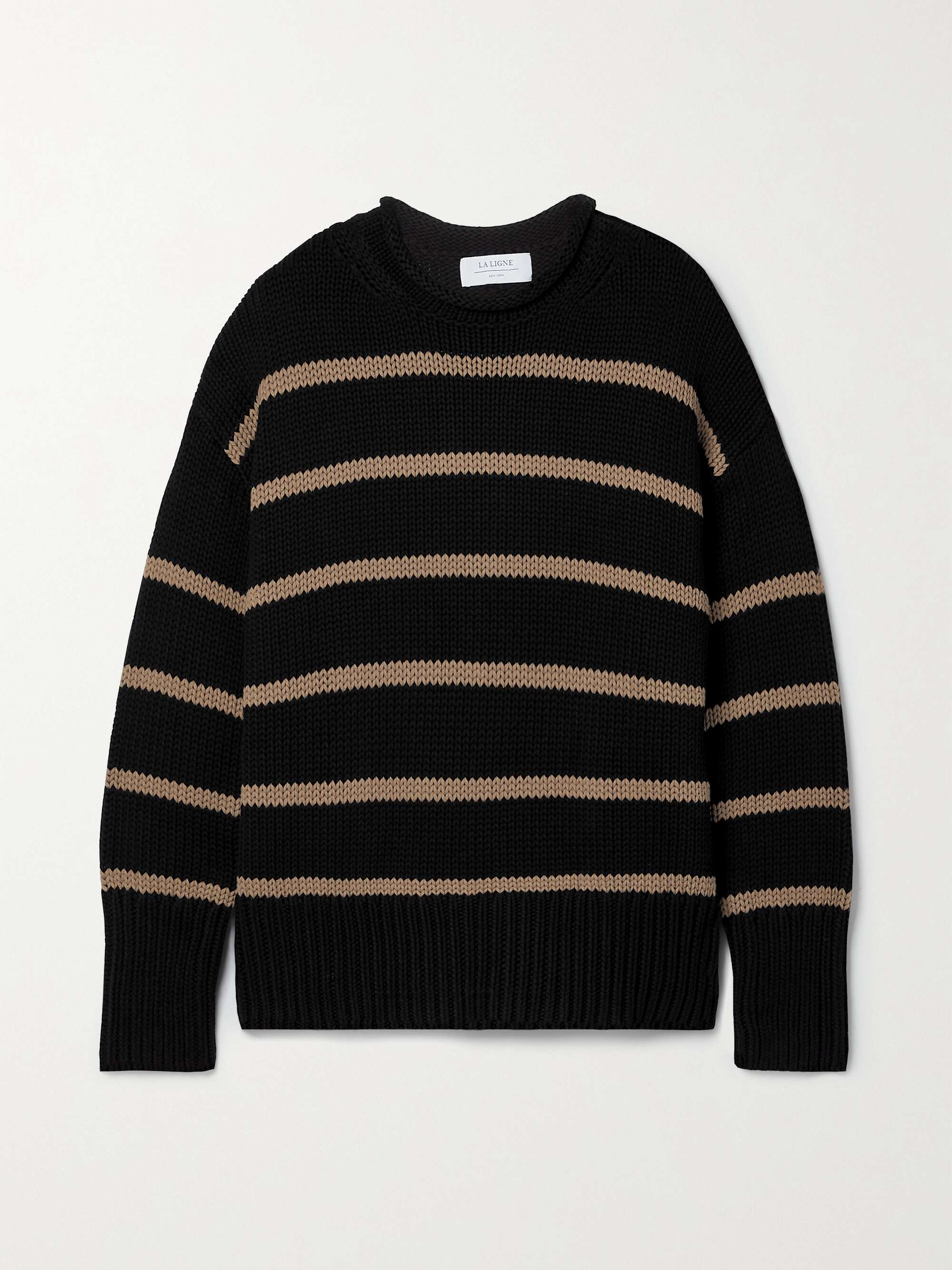 Black Marina striped cotton sweater 