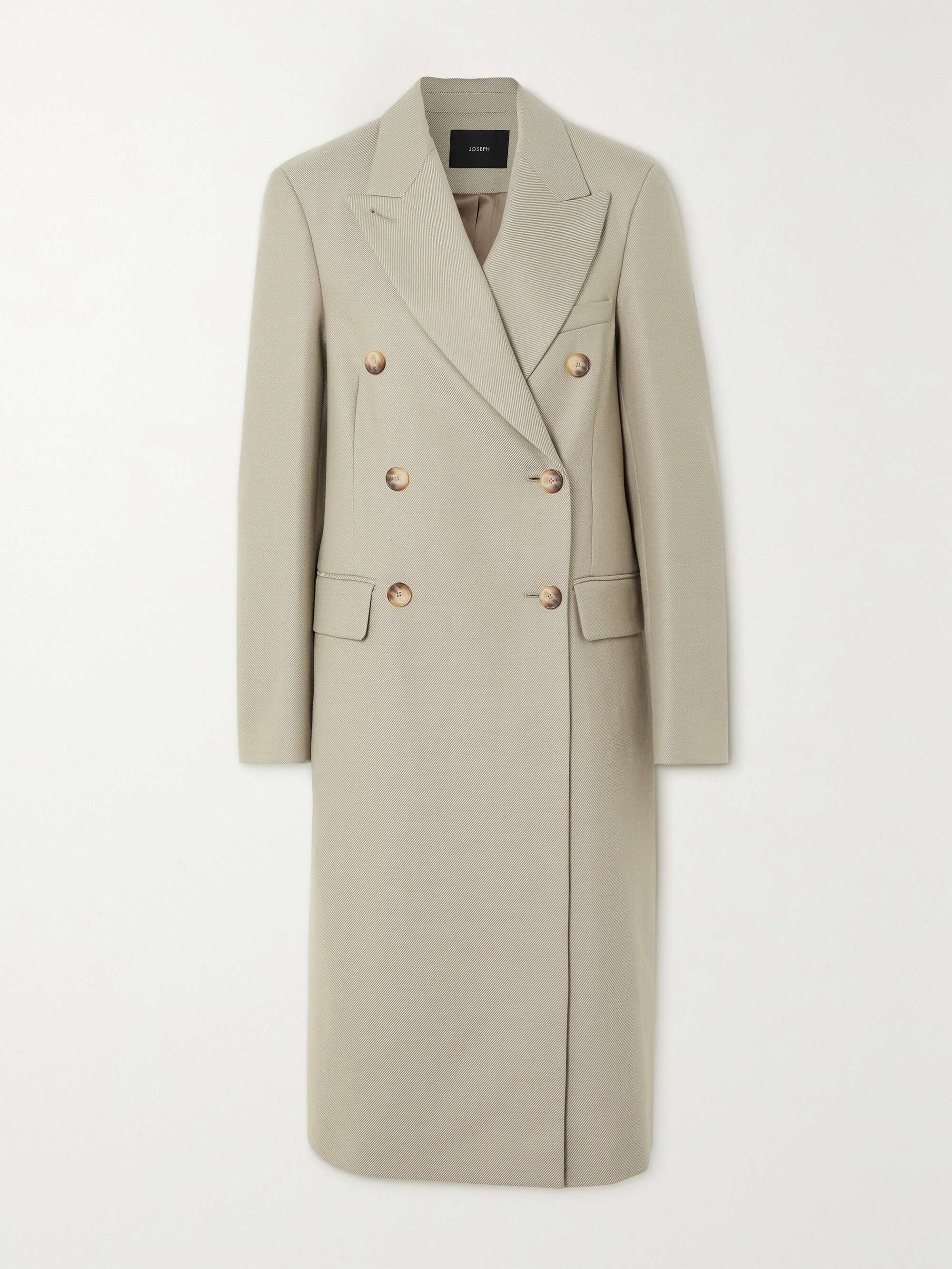 Cornwall double-breasted wool-blend gabardine coat