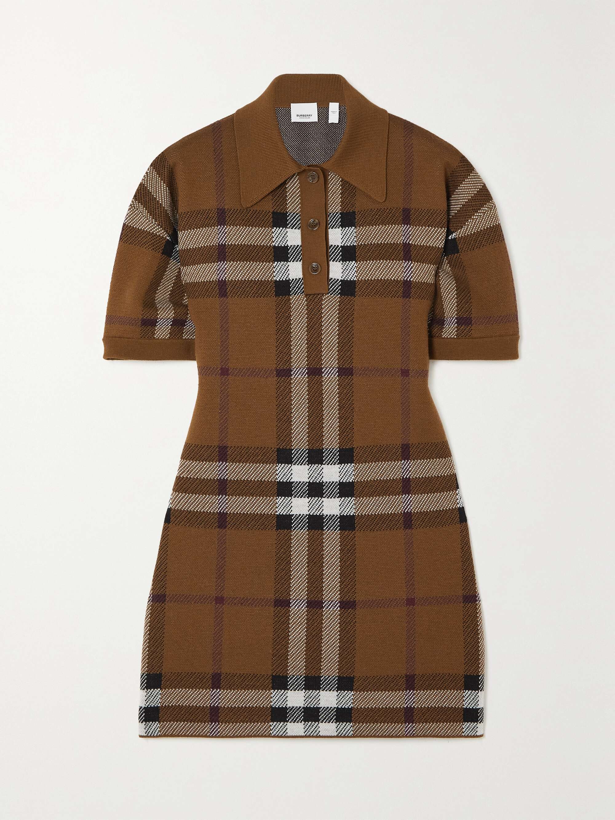 BURBERRY Checked merino wool mini dress | NET-A-PORTER