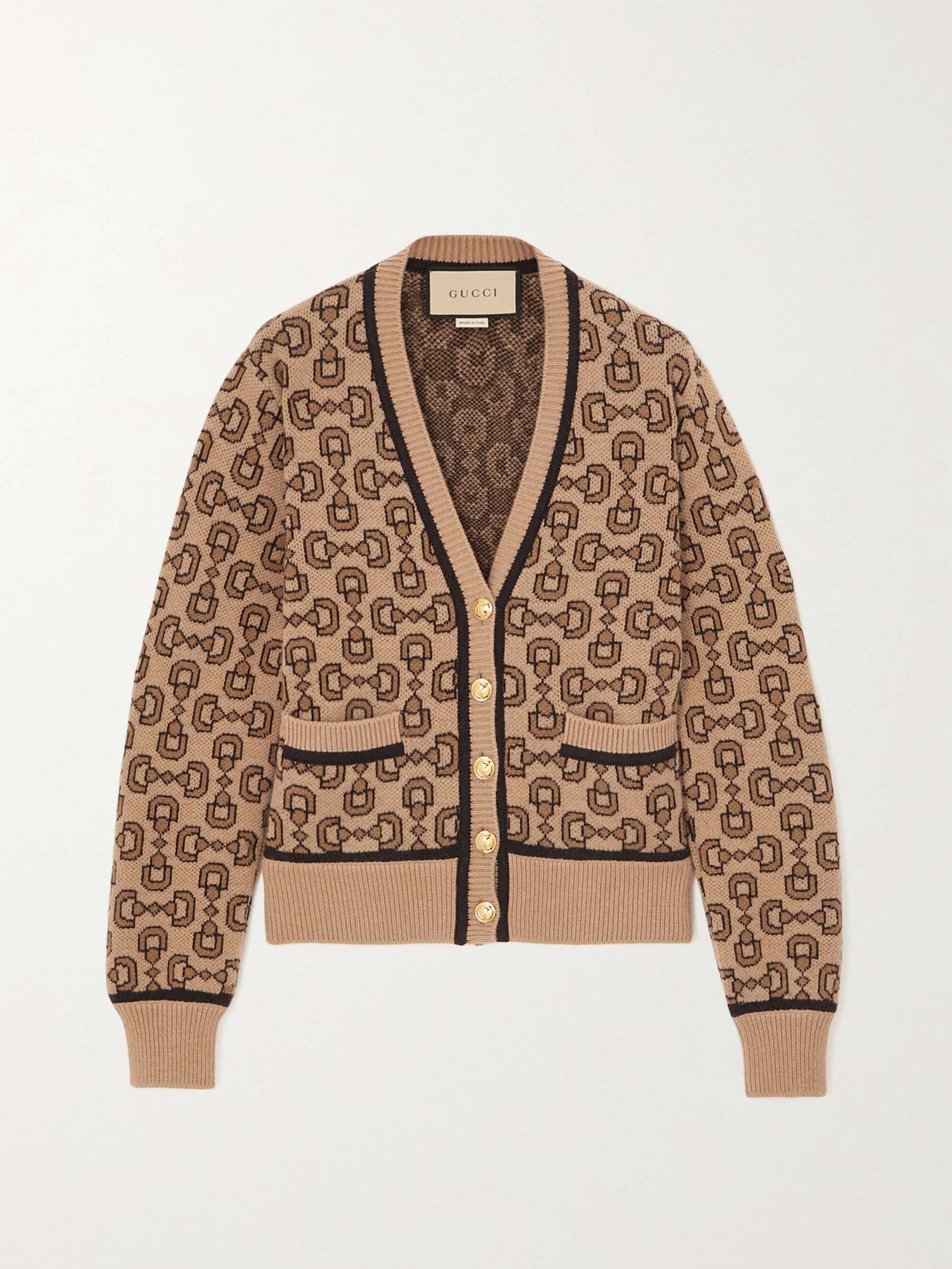 Cropped jacquard-knit wool and cashmere-blend cardigan