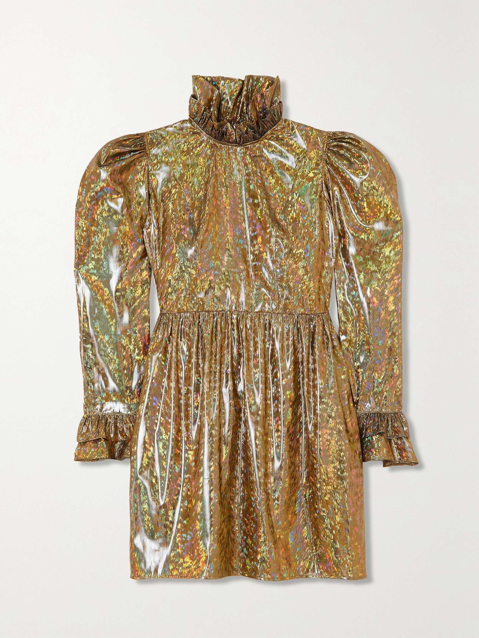 BATSHEVA Prairie ruffled holographic lamé mini dress | NET-A-PORTER