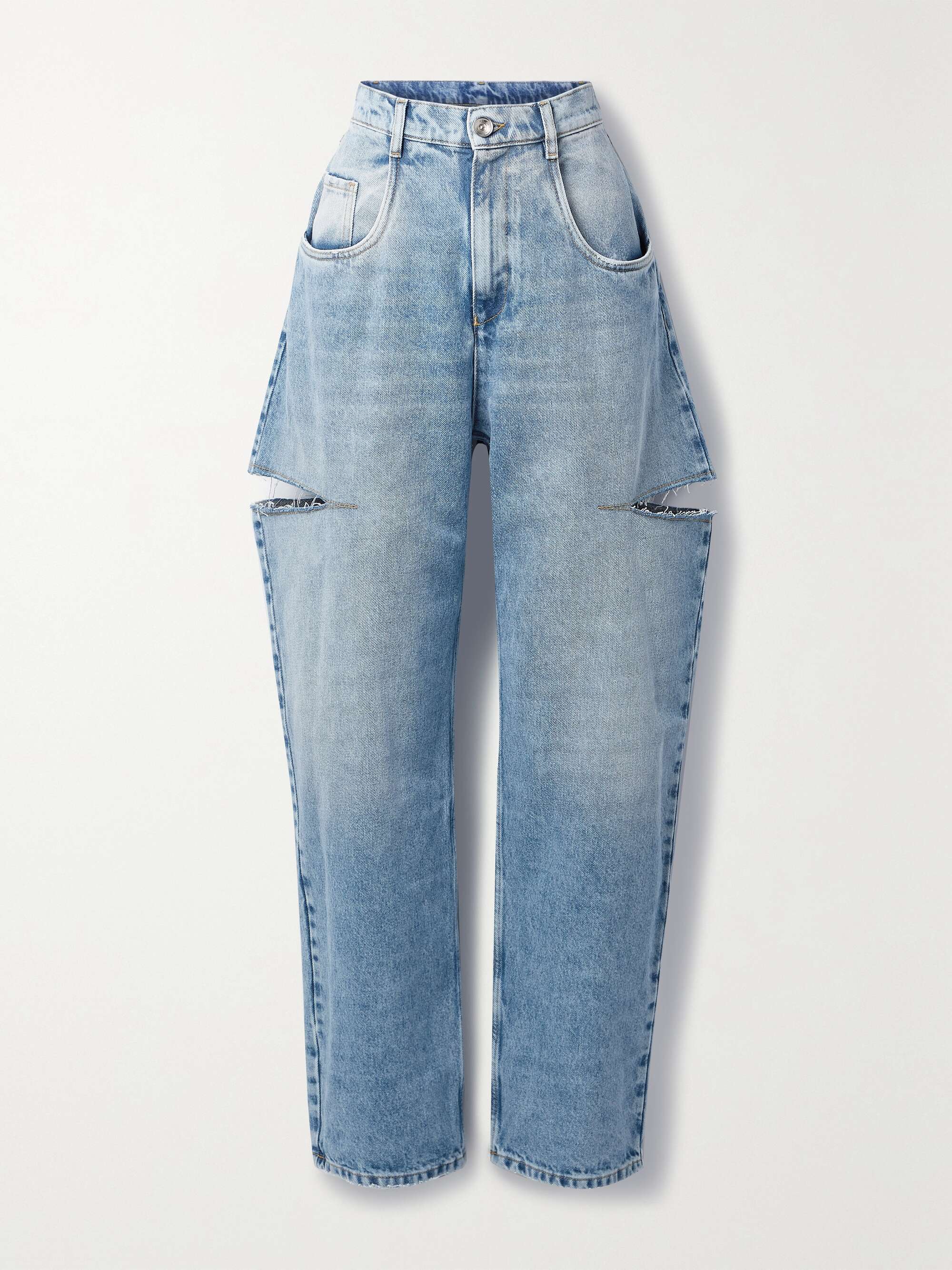 Cutout high-rise wide-leg jeans