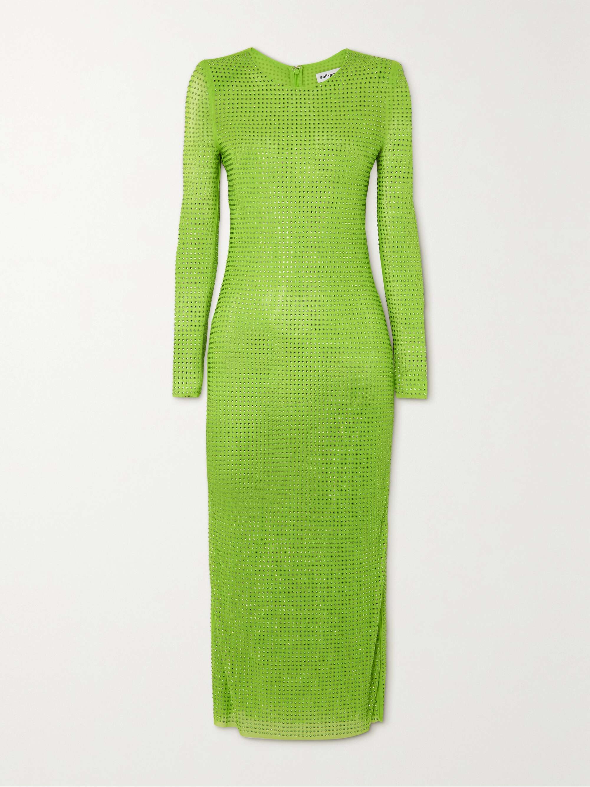 SELF-PORTRAIT The GG crystal-embellished mesh midi dress | NET-A-PORTER