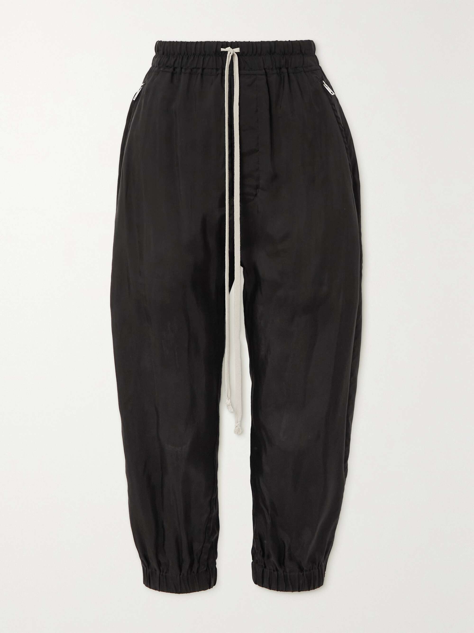 Cropped crepe de chine track pants