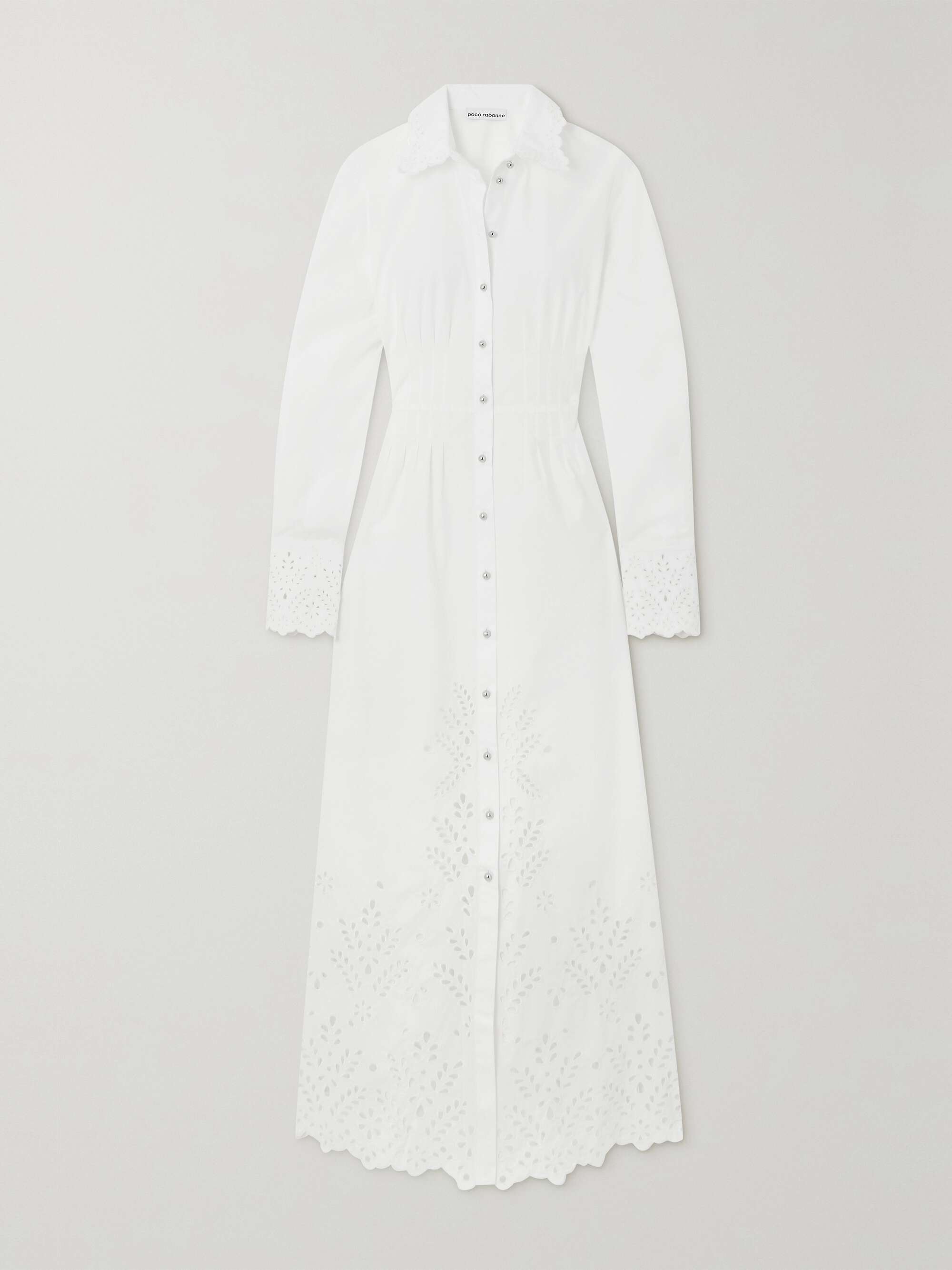 PACO RABANNE Broderie anglaise cotton-poplin midi shirt dress | NET-A-PORTER