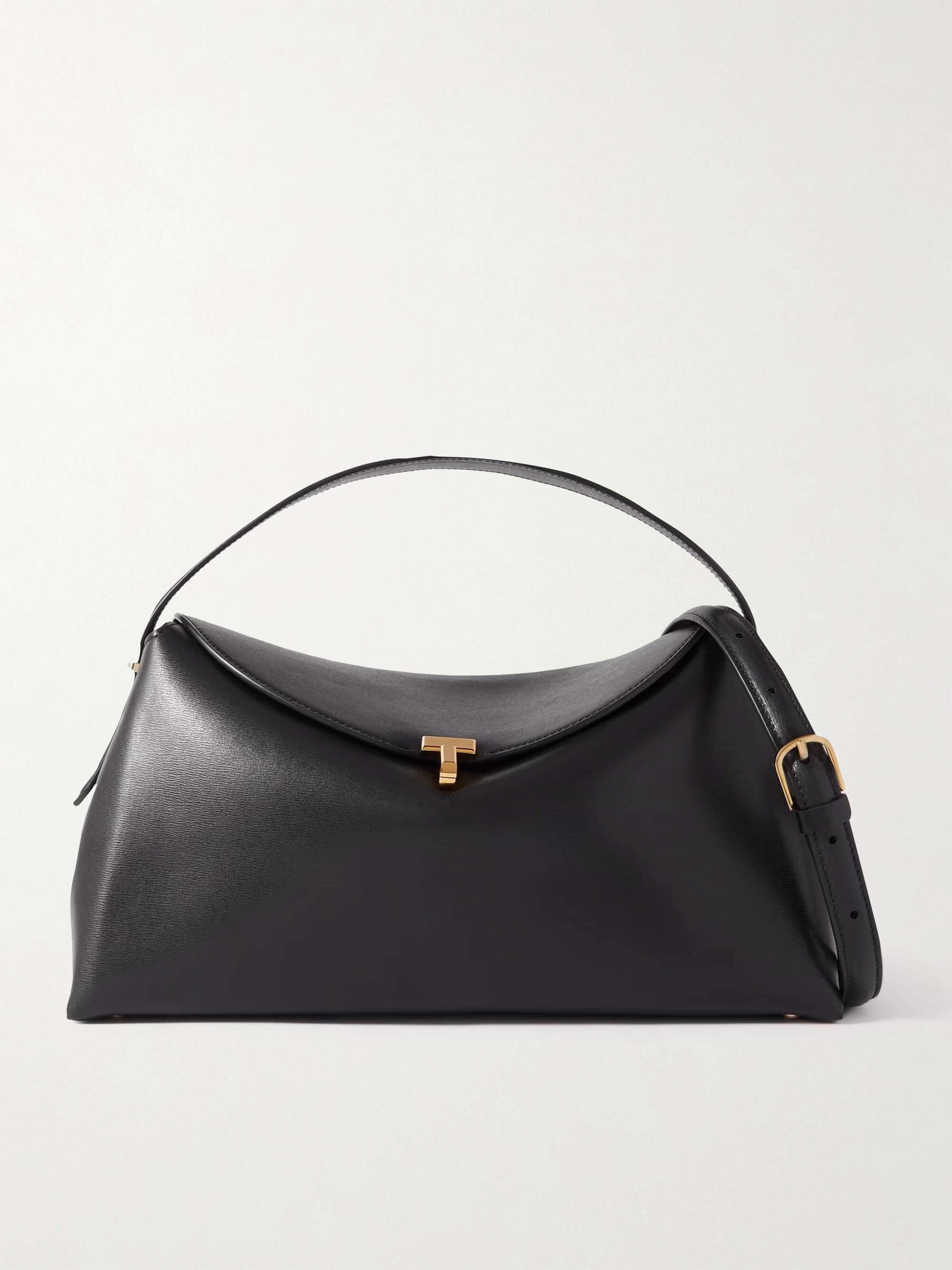 Curved Handle Shoulder Bag - Black