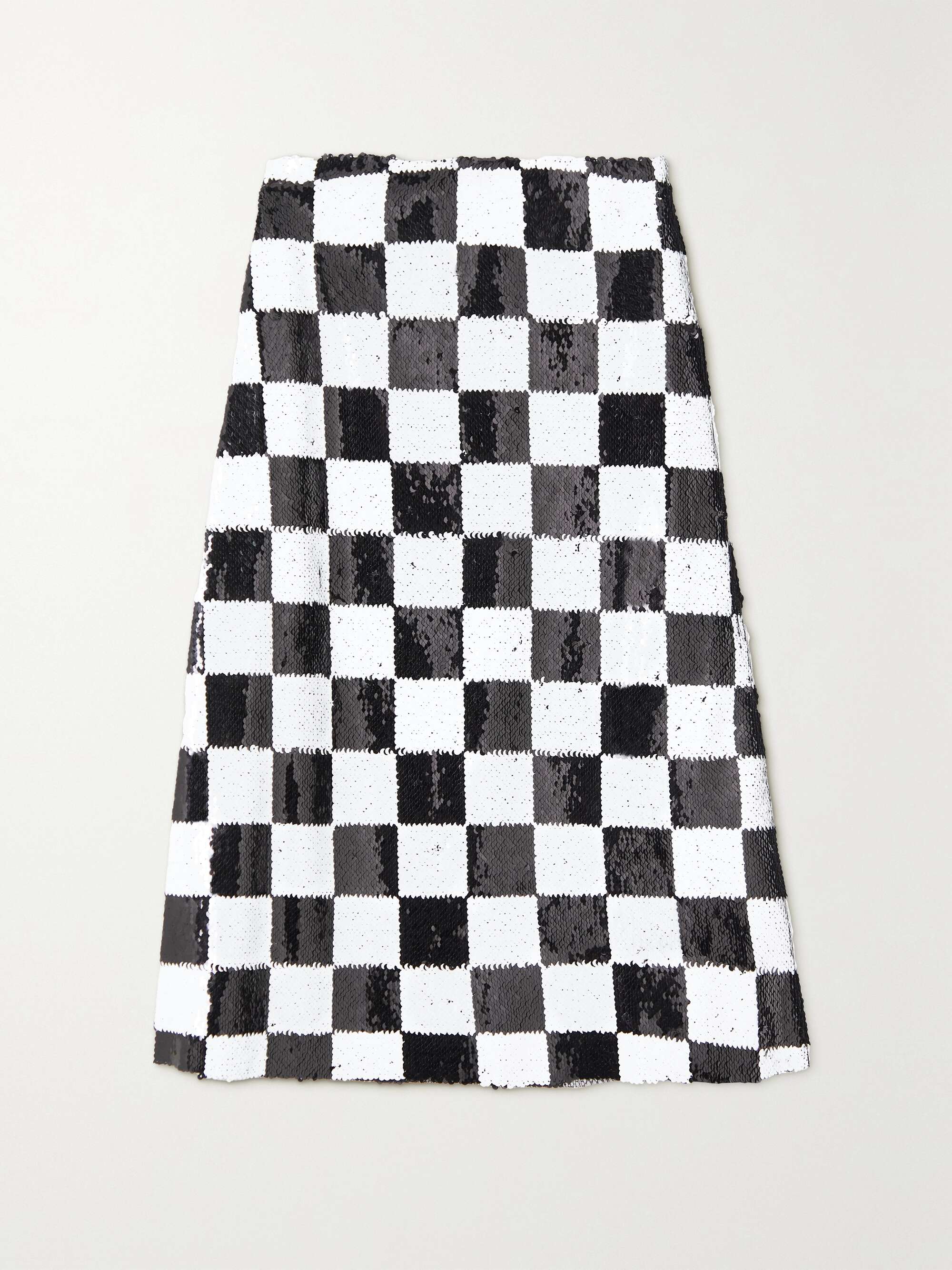 Checked sequined tulle midi skirt