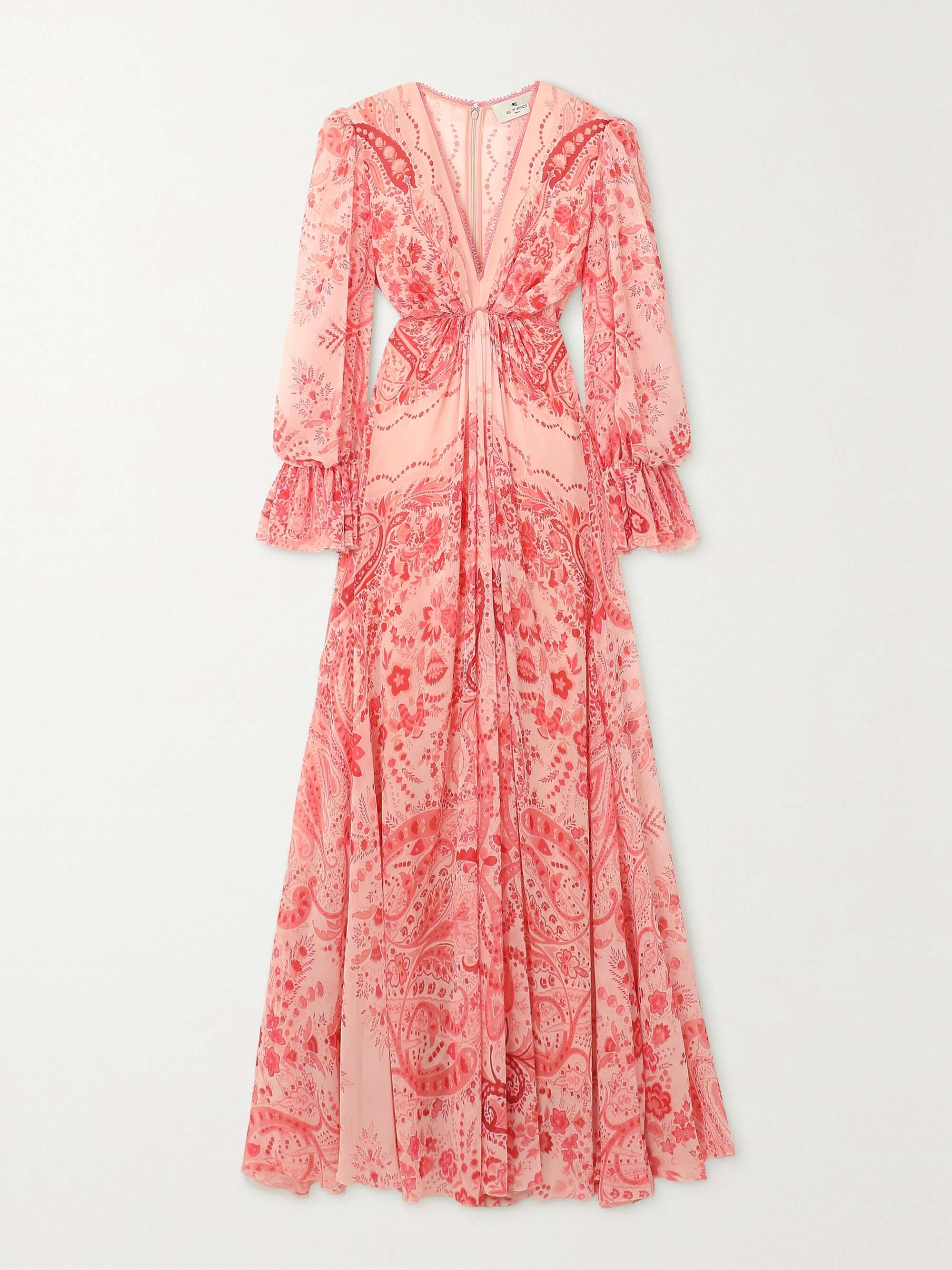 ETRO Lace trimmed paisley print silk georgette maxi dress NET A