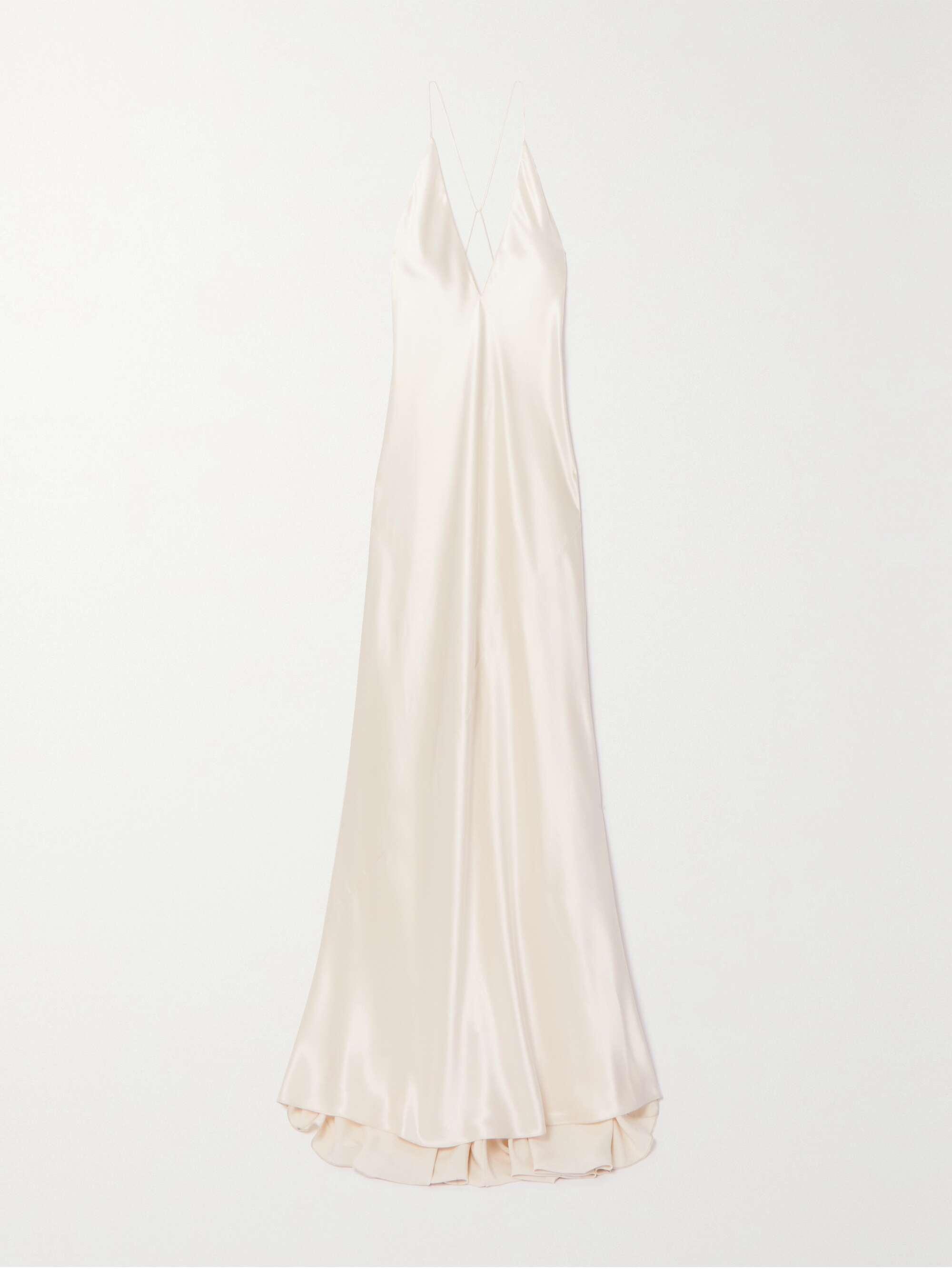 SAINT LAURENT Open-back silk-satin maxi dress | NET-A-PORTER