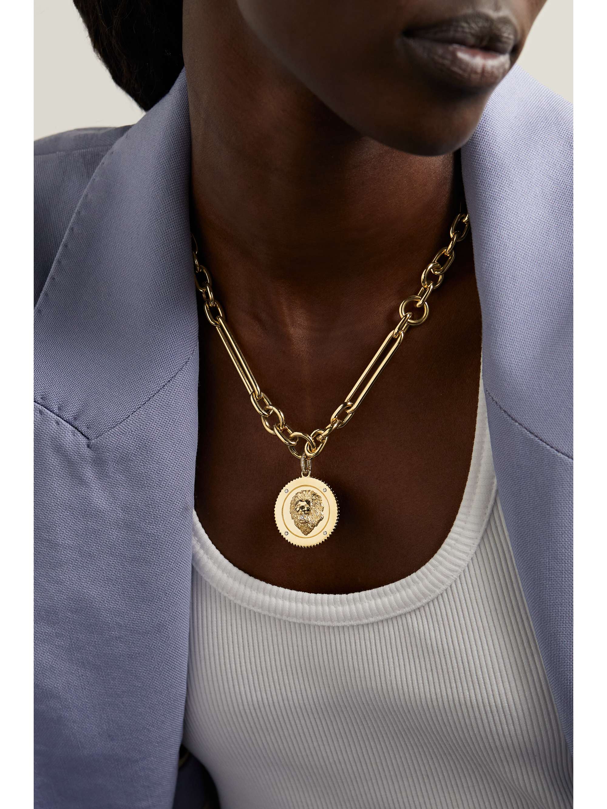 FOUNDRAE Strength large 18-karat gold diamond pendant
